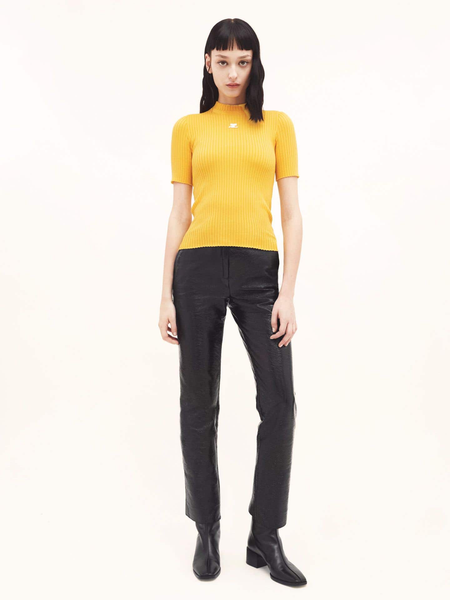 REEDITION SHORT SLEEVES RIB KNIT SWEATER