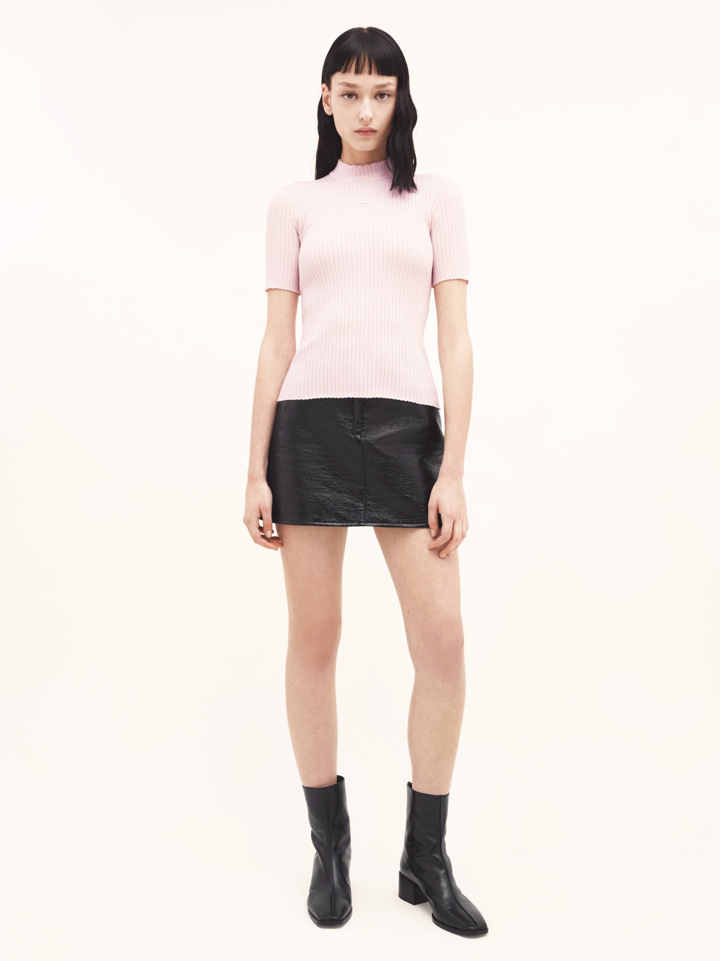 REEDITION SHORT SLEEVES RIB KNIT SWEATER