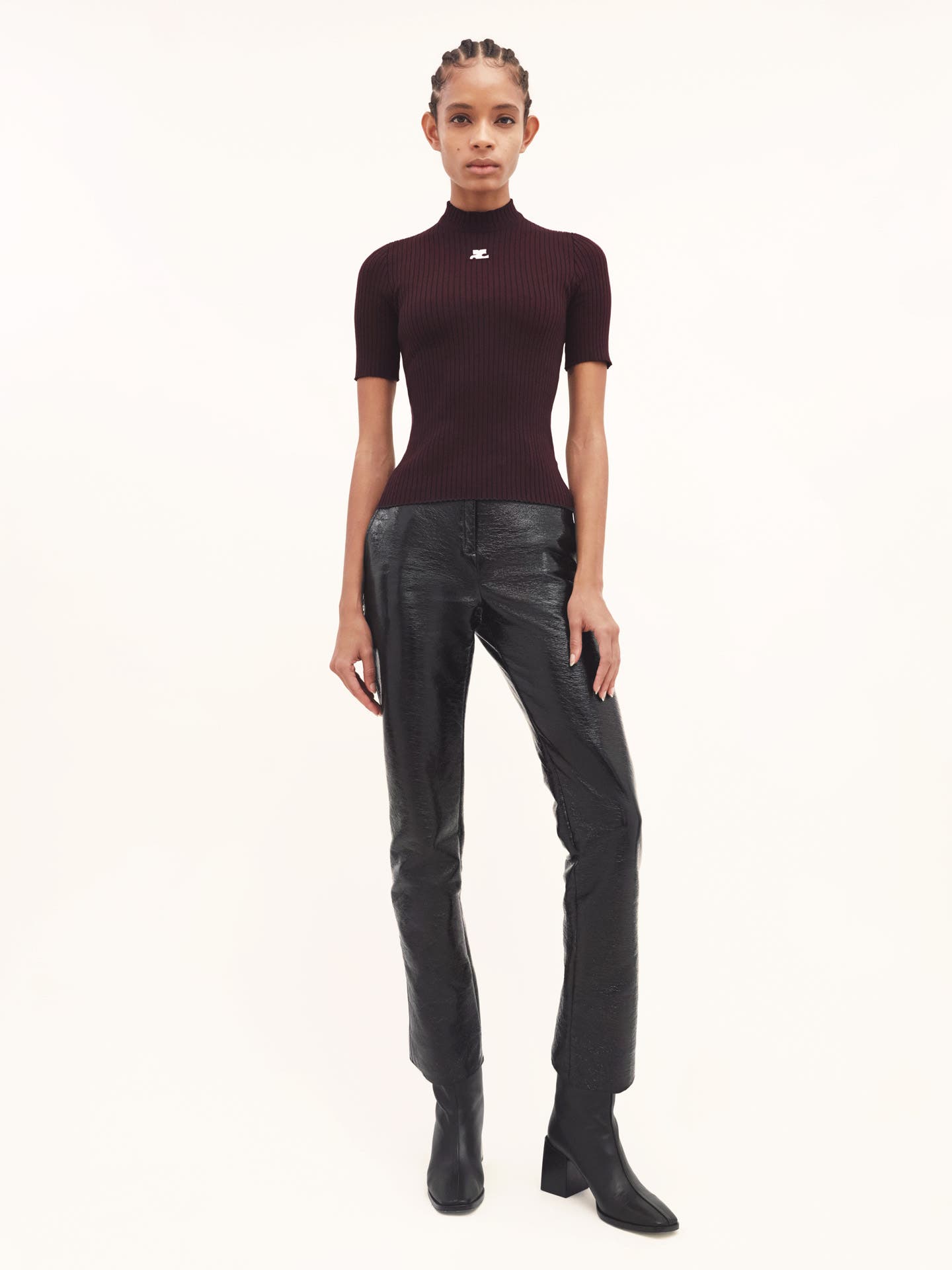 REEDITION SHORT SLEEVES RIB KNIT SWEATER