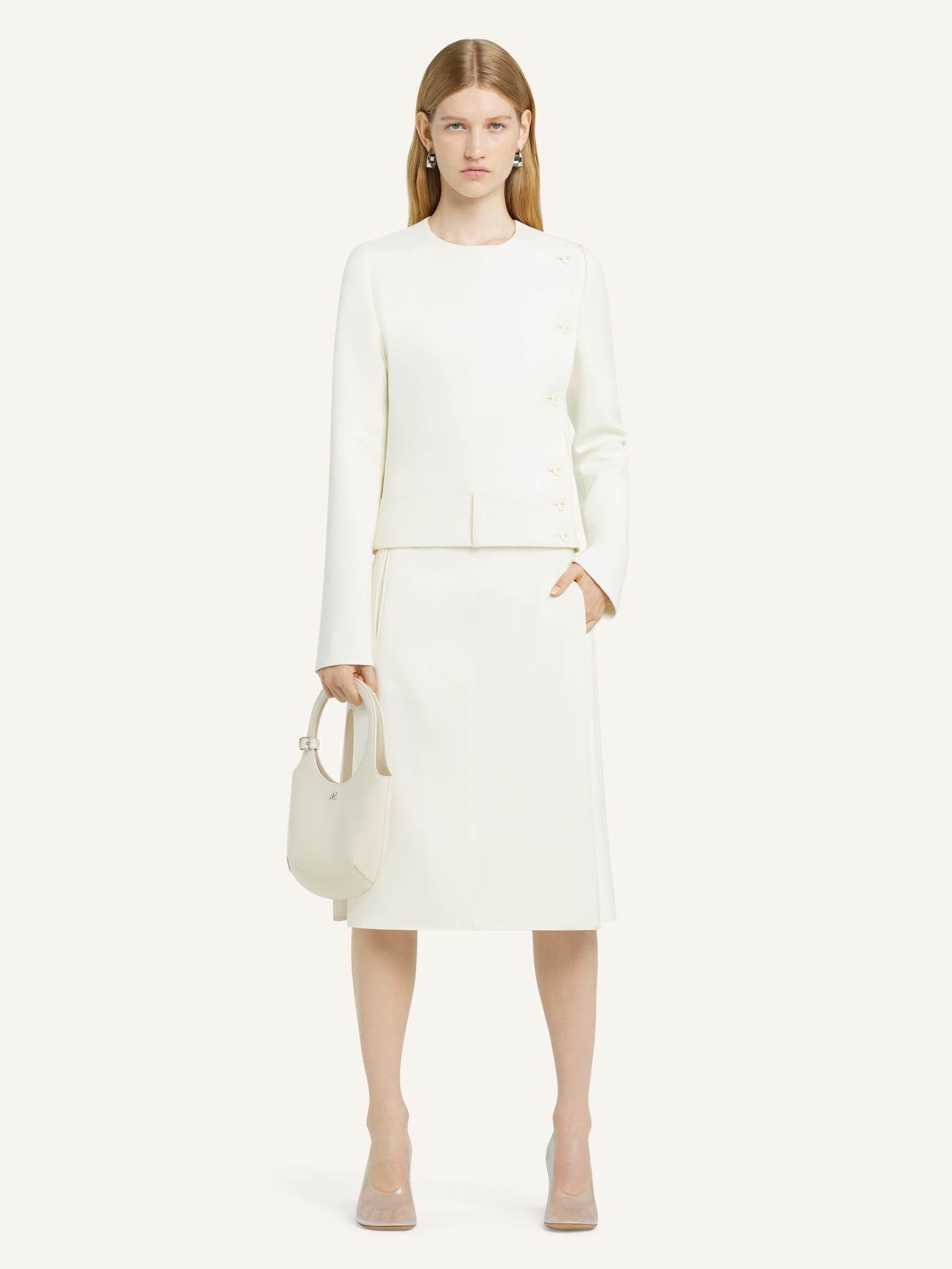 BELTED SLIT SKIRT