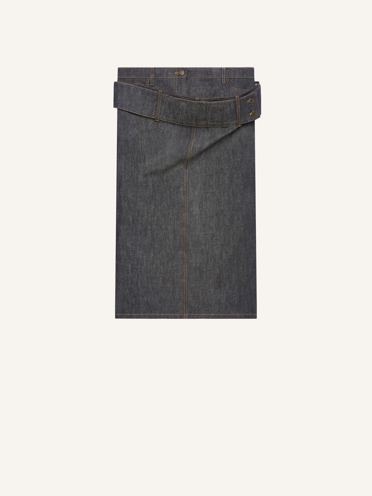 DOUBLE BELT DENIM SKIRT