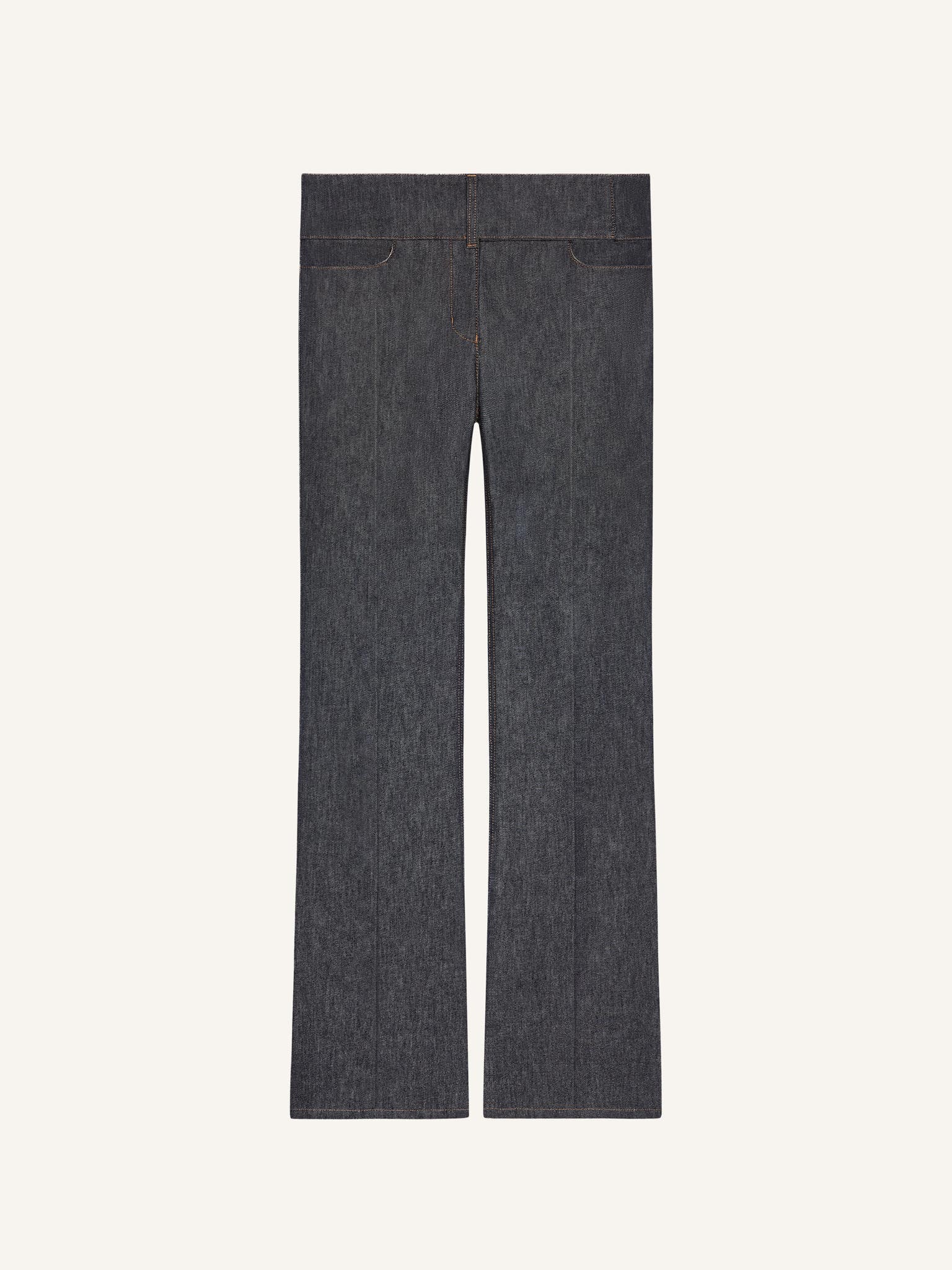 BELTED DENIM BOOTCUT PANTS