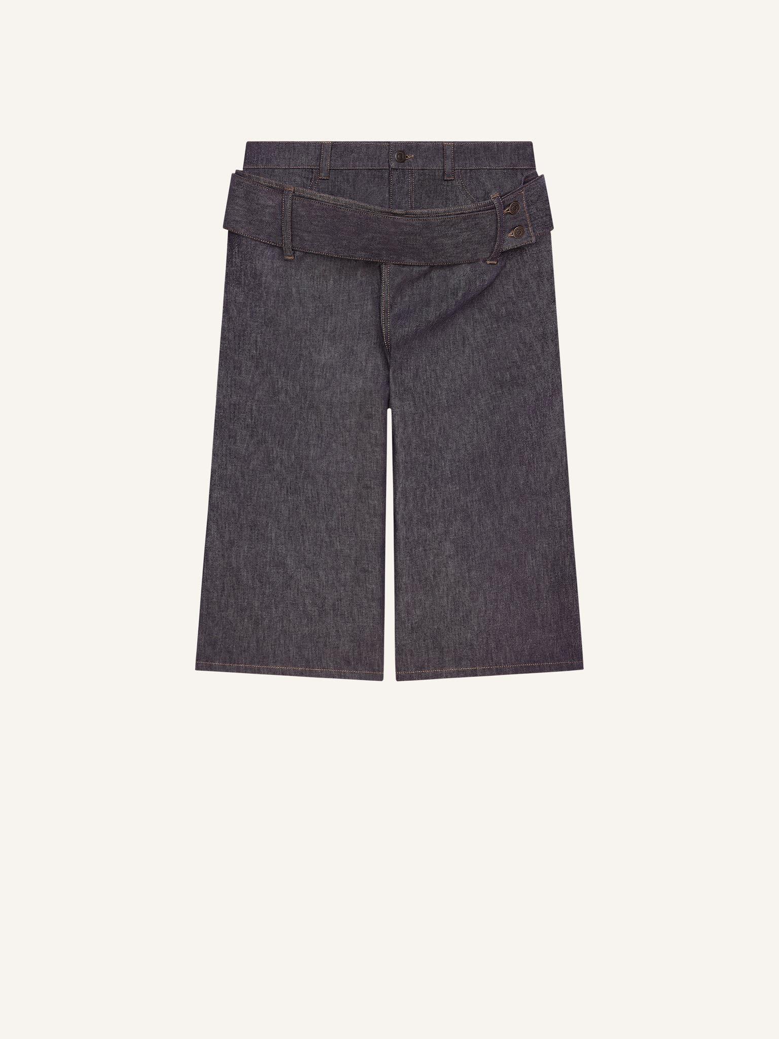 DOUBLE BELTED DENIM SHORTS