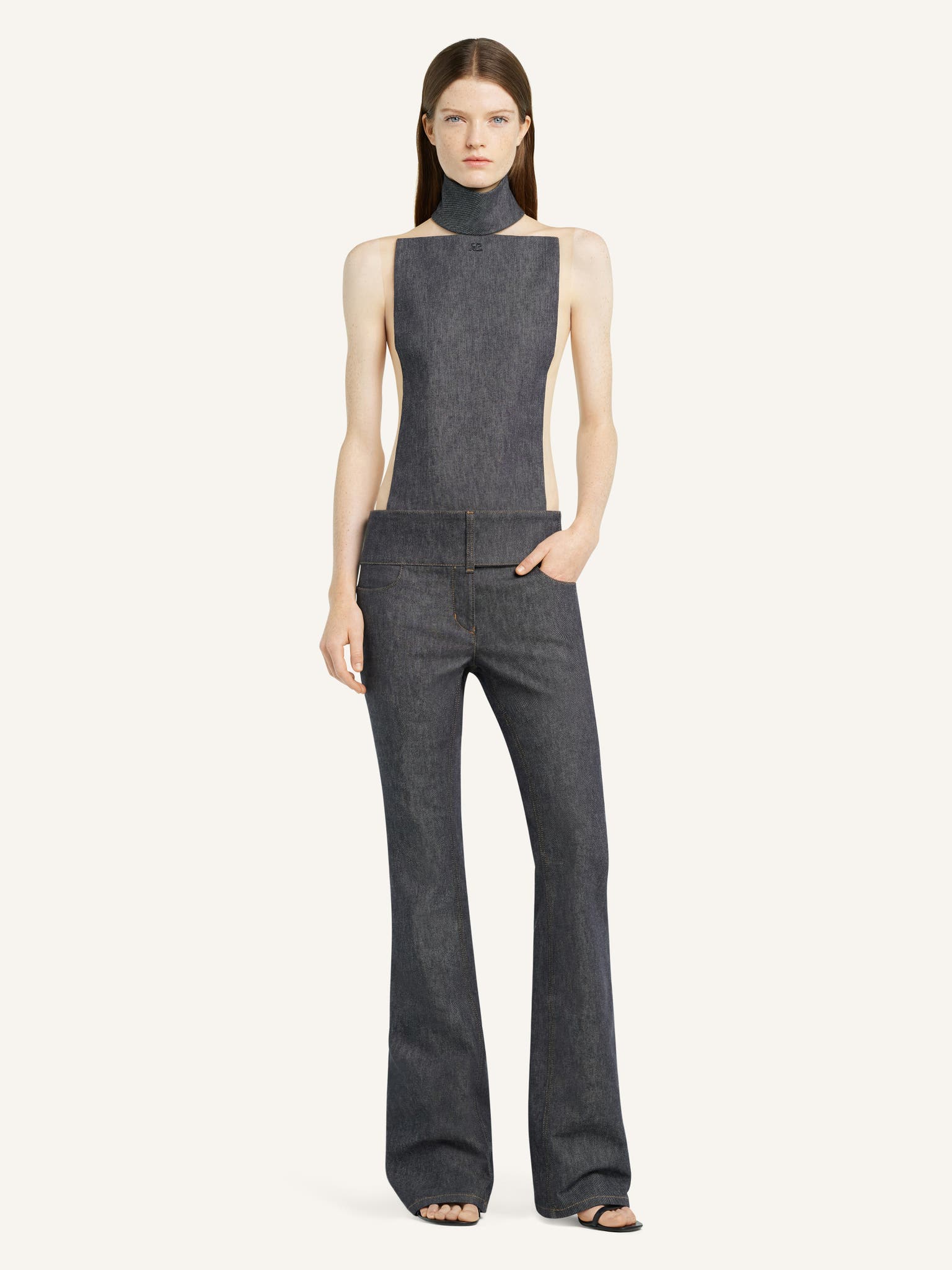 ILLUSION MOCKNECK DENIM BODYSUIT