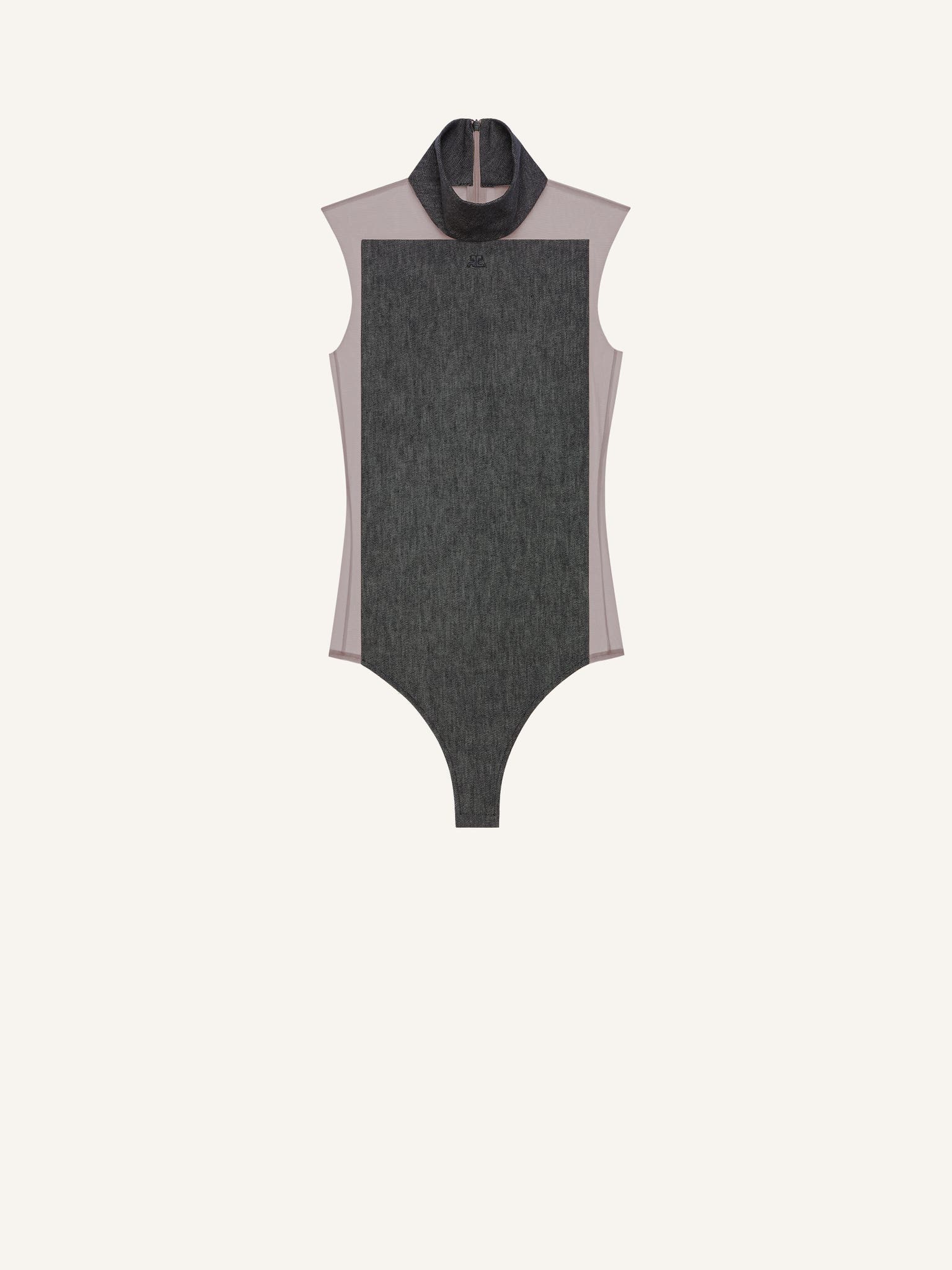 ILLUSION MOCKNECK DENIM BODYSUIT