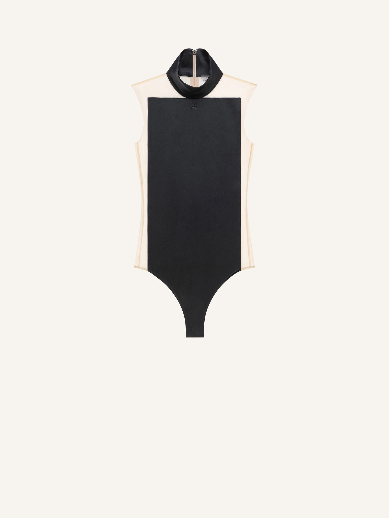 ILLUSION MOCKNECK SATIN BODYSUIT