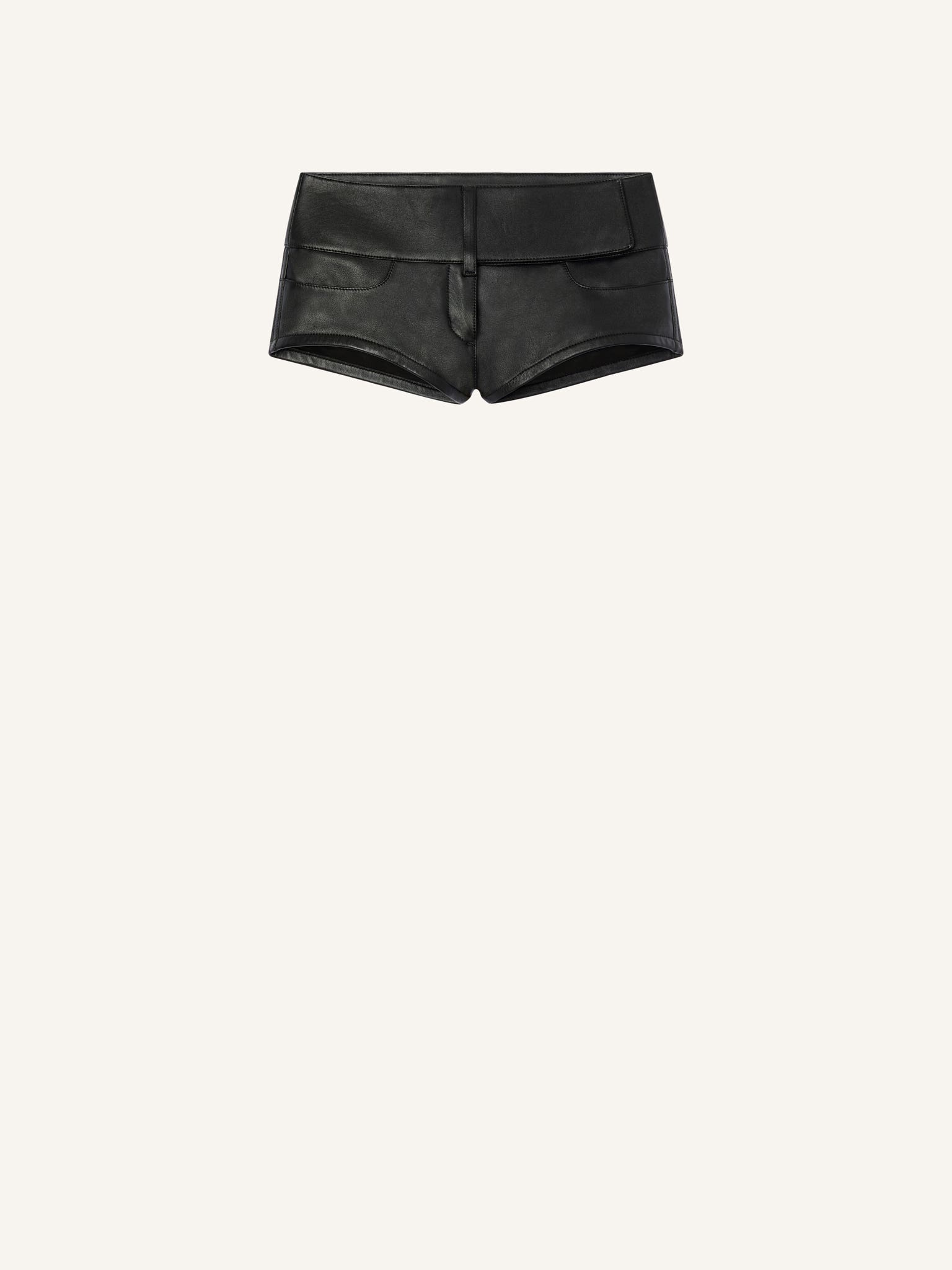 BELTED LEATHER MINI SHORTS