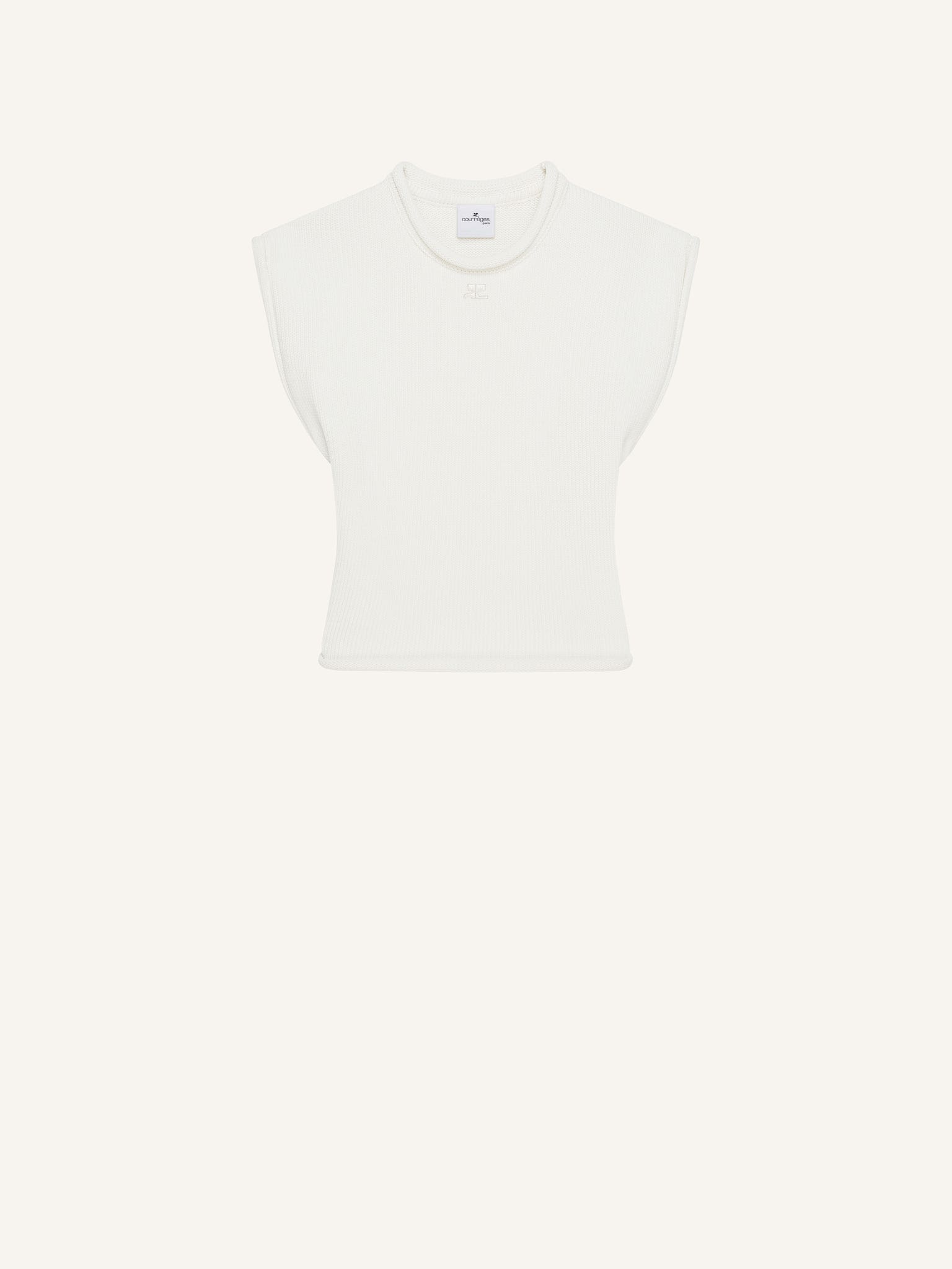 CROPPED SLEEVELES SWEATER