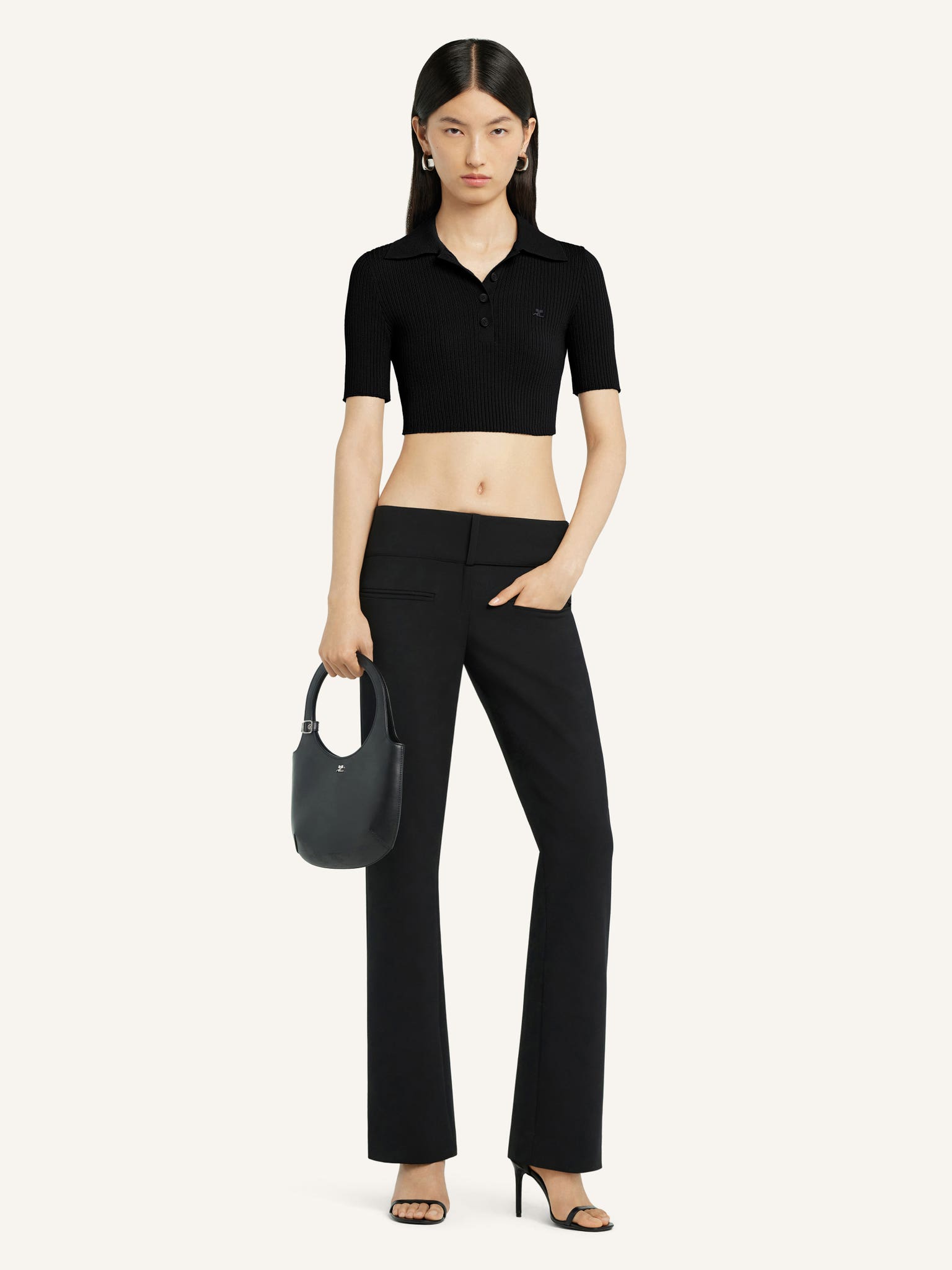 CROPPED KNIT POLO