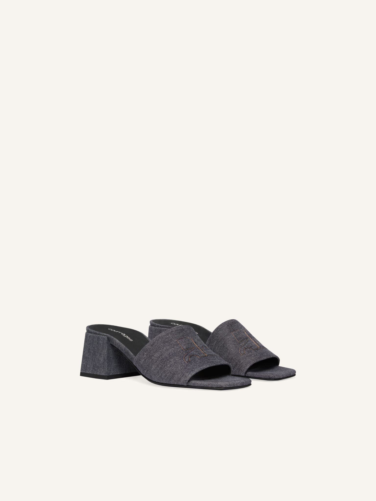 SHADOW DENIM HEELED MULES