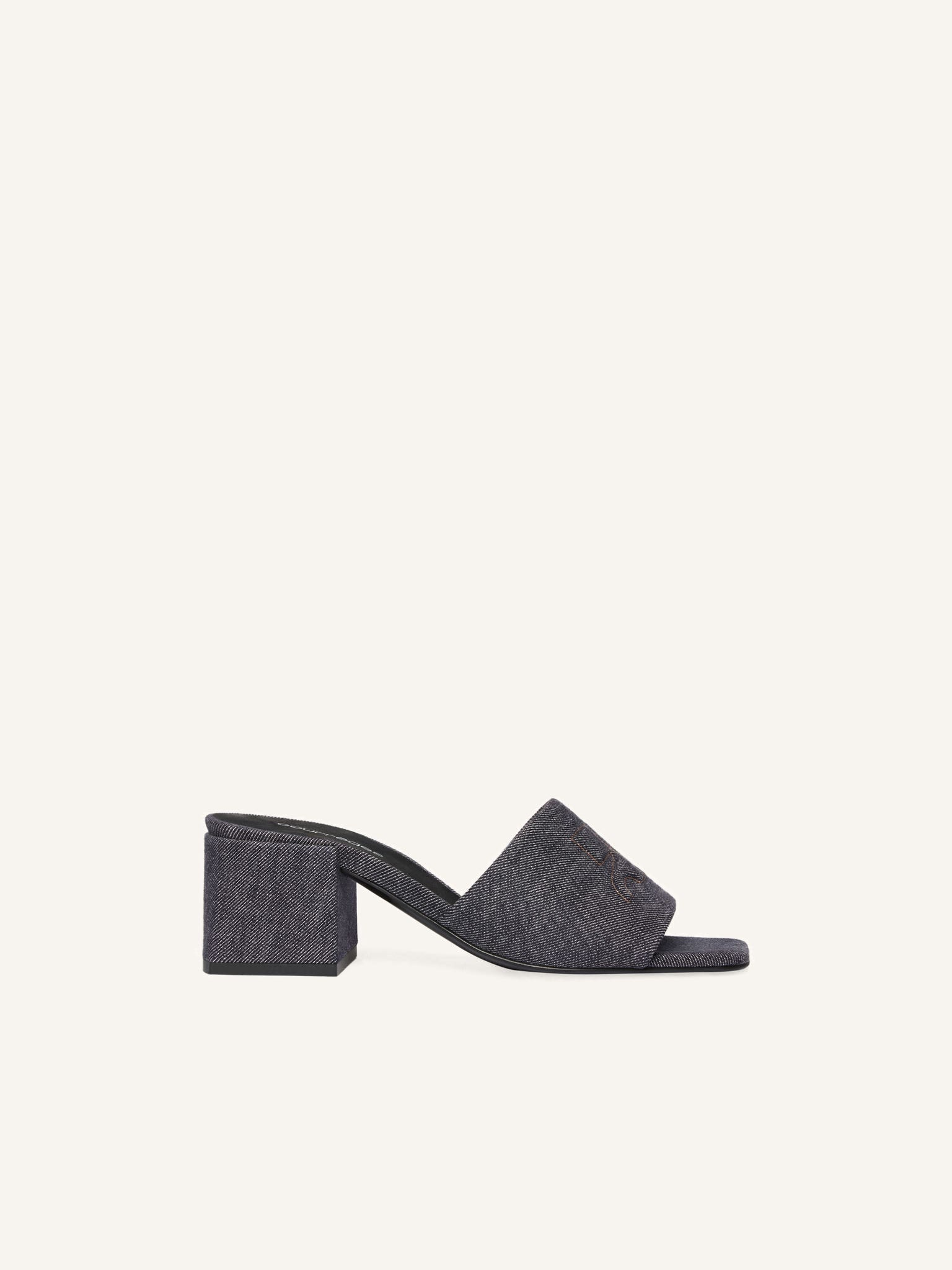 SHADOW DENIM HEELED MULES