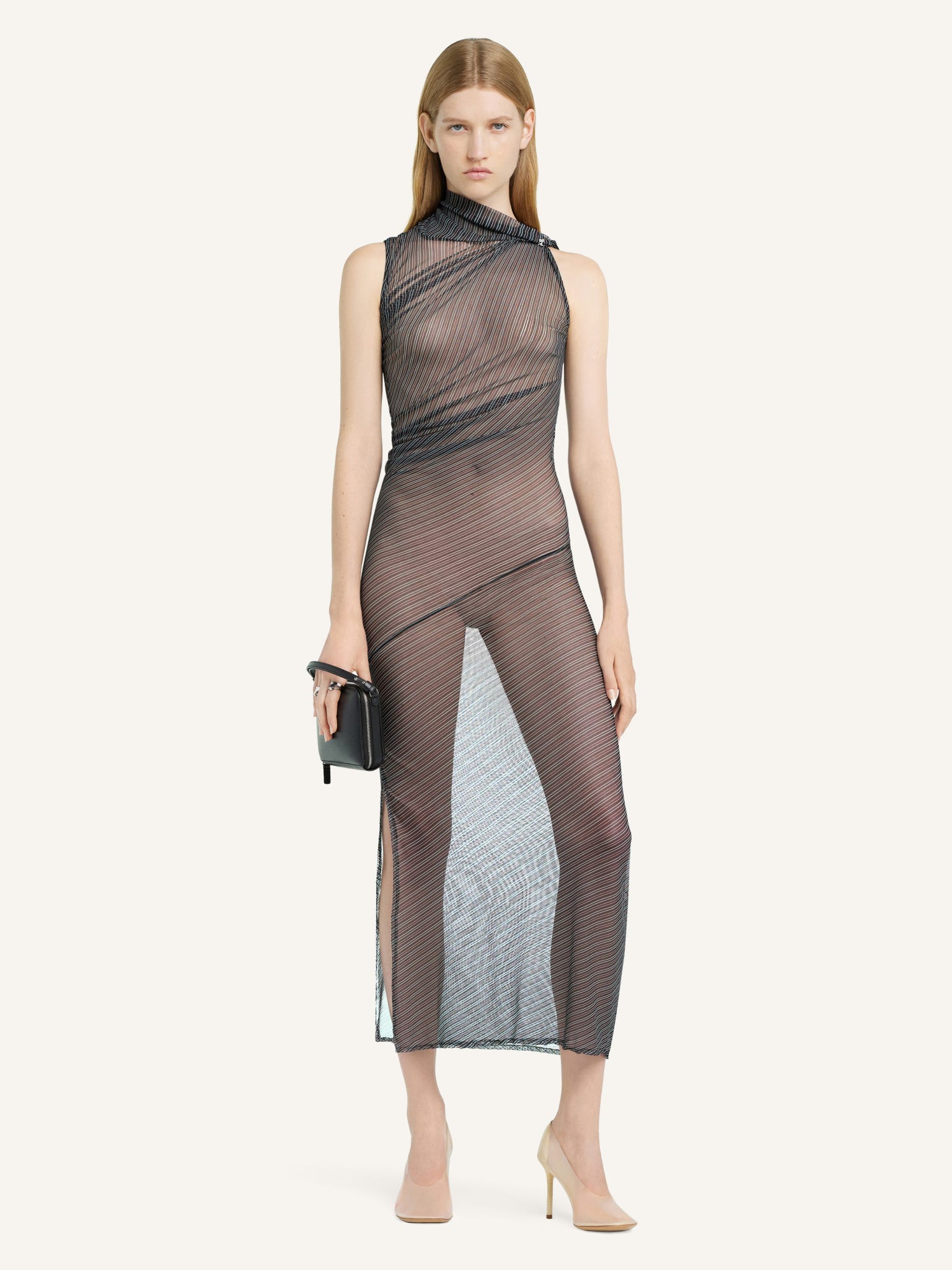 DRAPED MESH DRESS