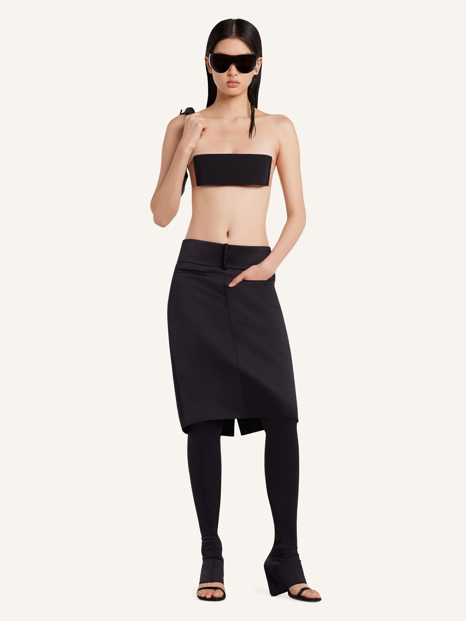 OBLIQUE DRAPED SATIN SKIRT