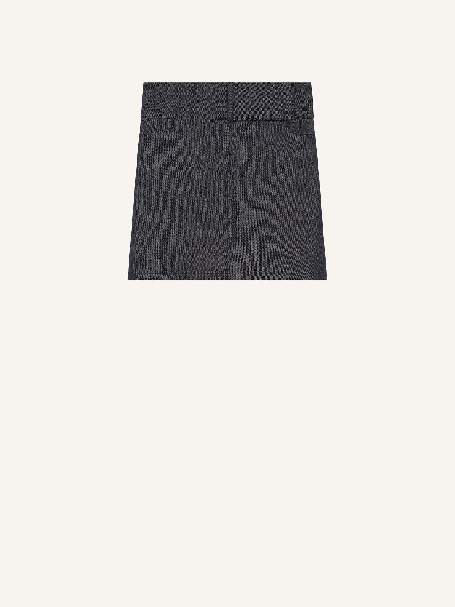 BELTED DENIM MINI SKIRT