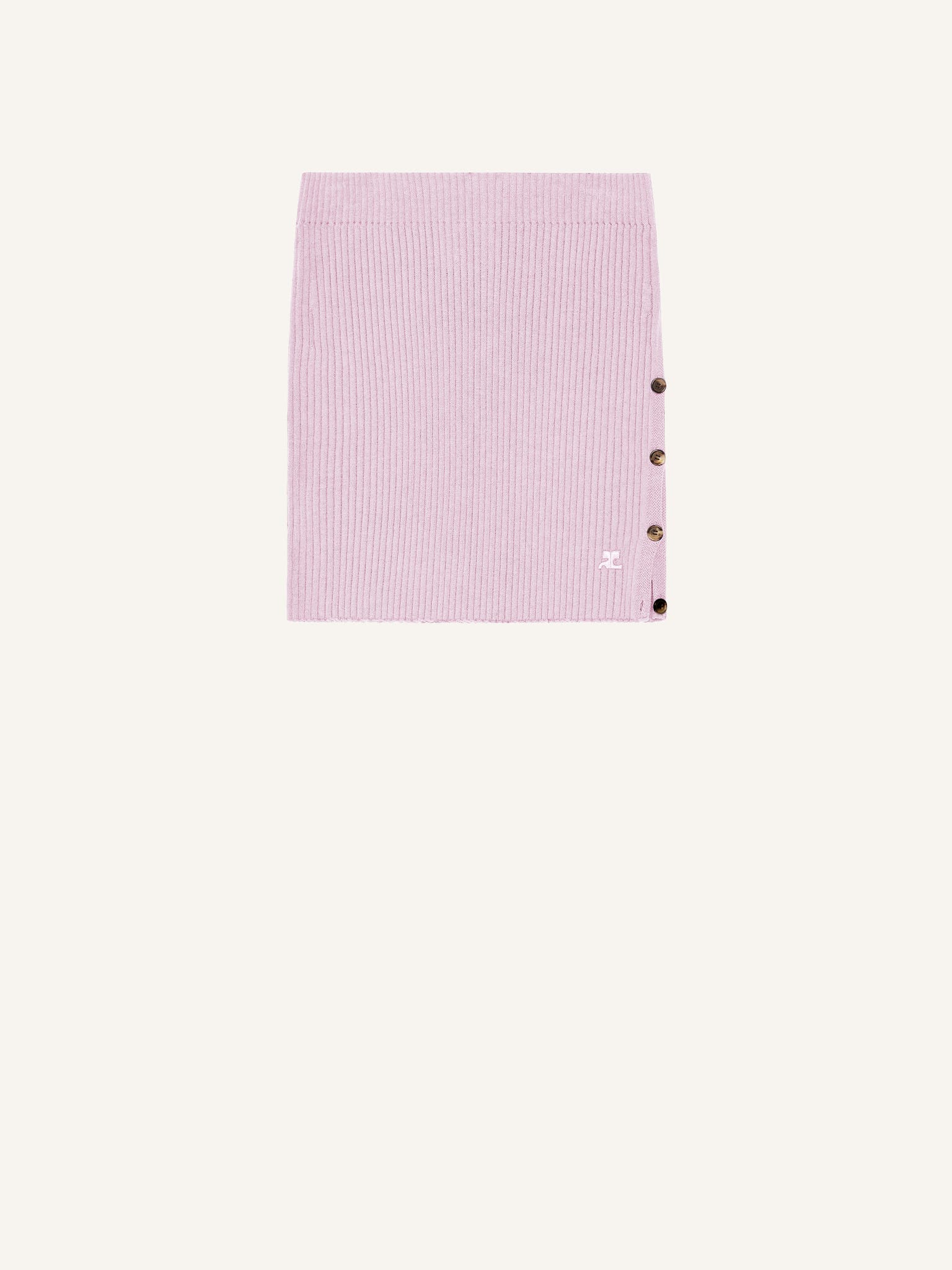 BUTTONED LIGHT RIB MINI SKIRT