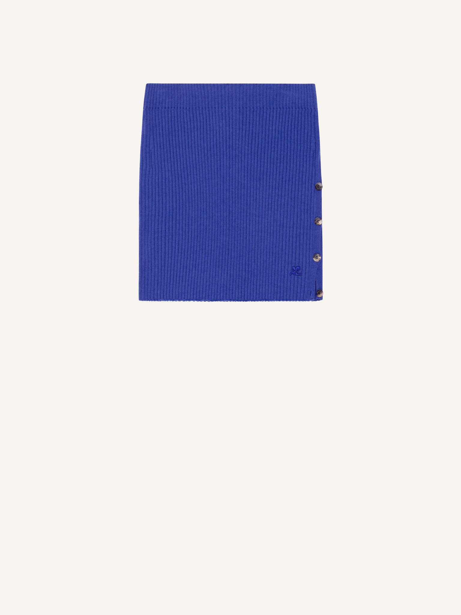 BUTTONED LIGHT RIB MINI SKIRT