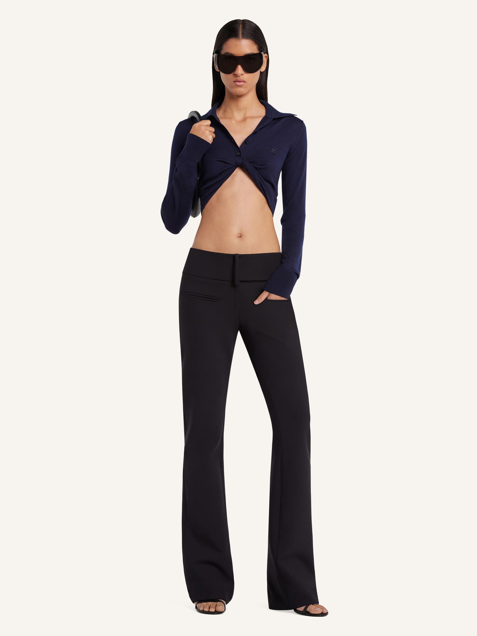 TWIST LIGHT WOOL CROPPED POLO
