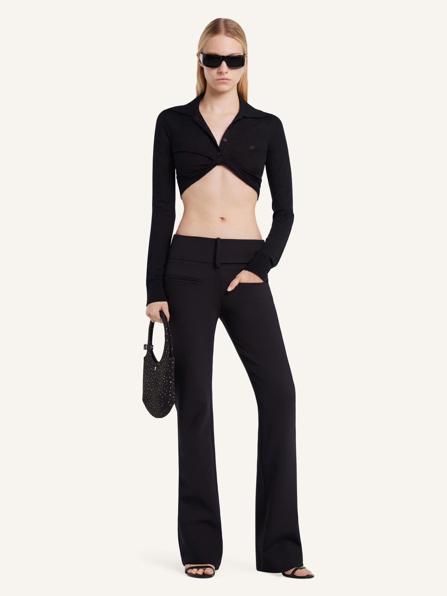 TWIST LIGHT WOOL CROPPED POLO