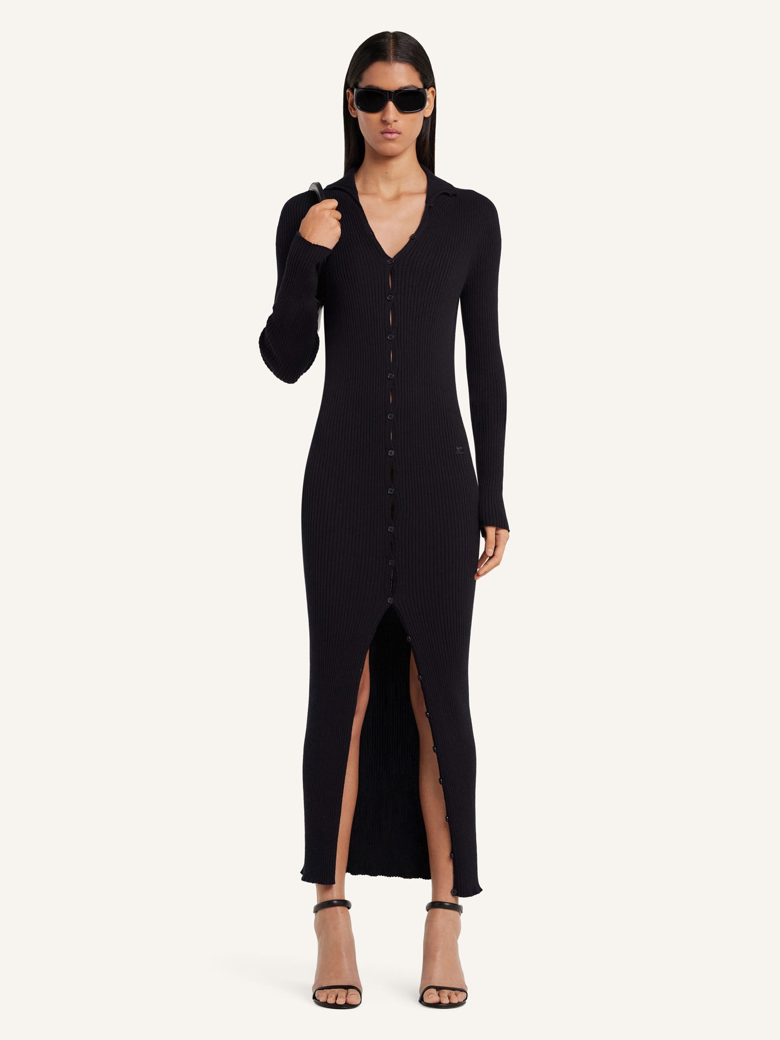 LIGHT RIB CARDIGAN LONG DRESS
