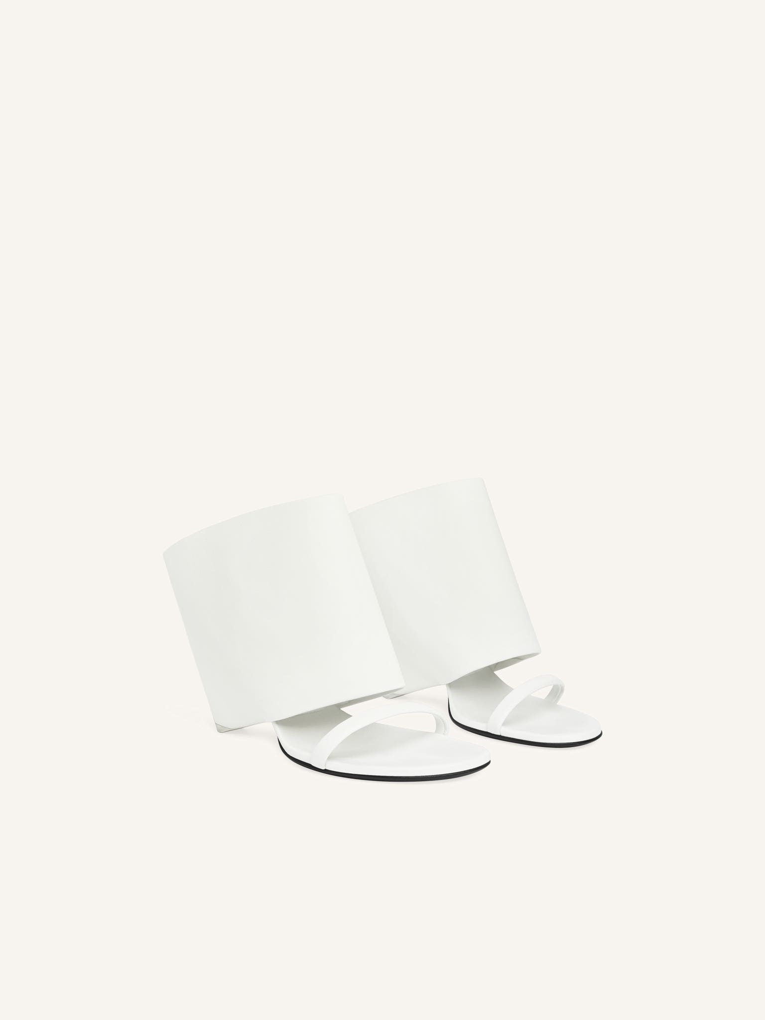 OBLIQUE WEDGED LEATHER MULES