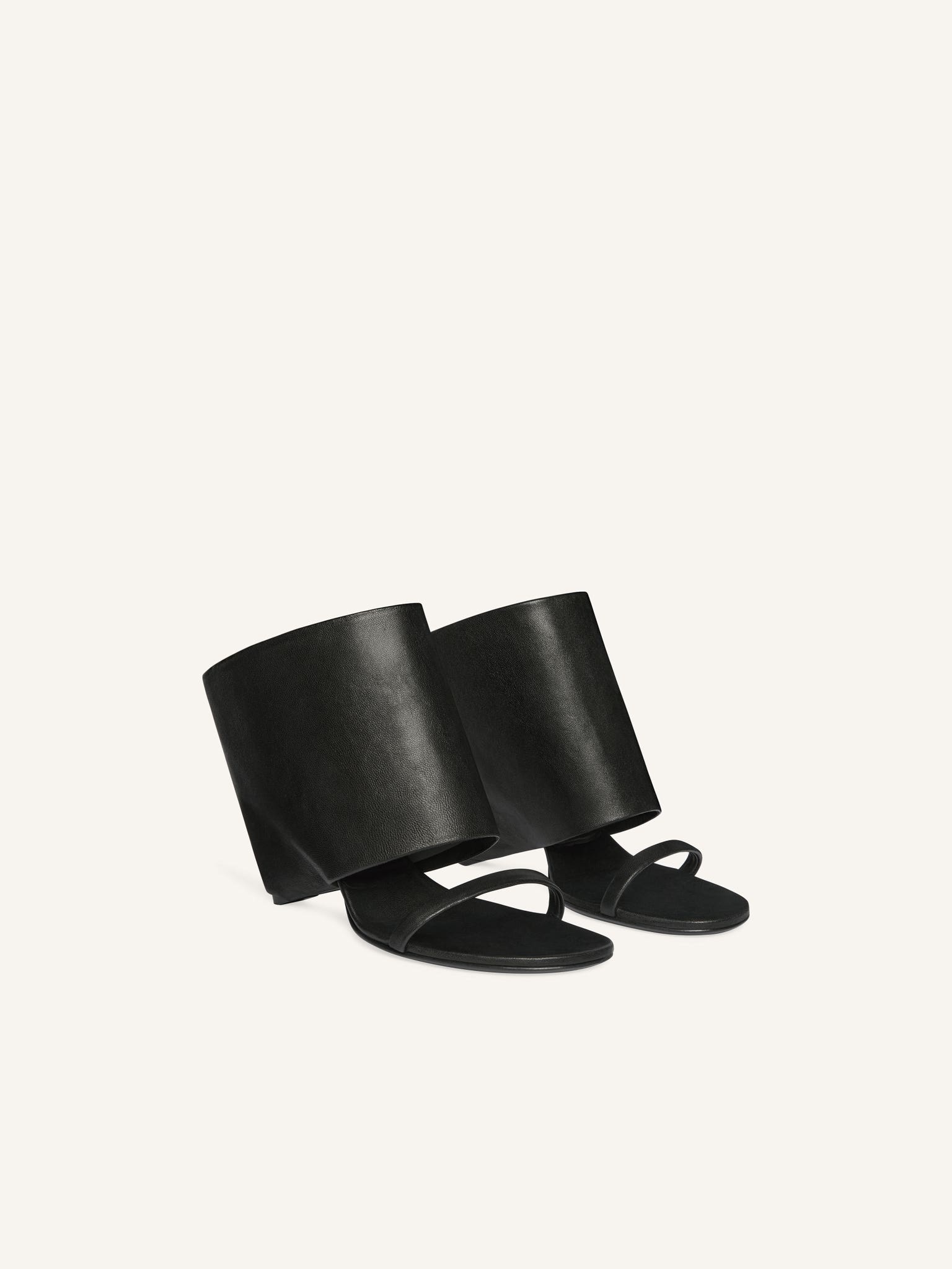 OBLIQUE WEDGED LEATHER MULES