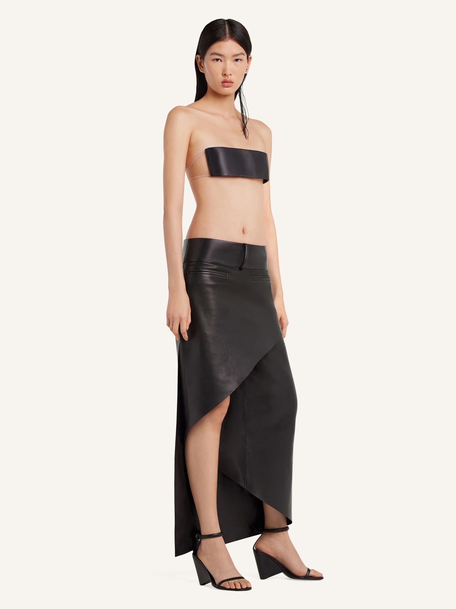OBLIQUE LEATHER SANDALS