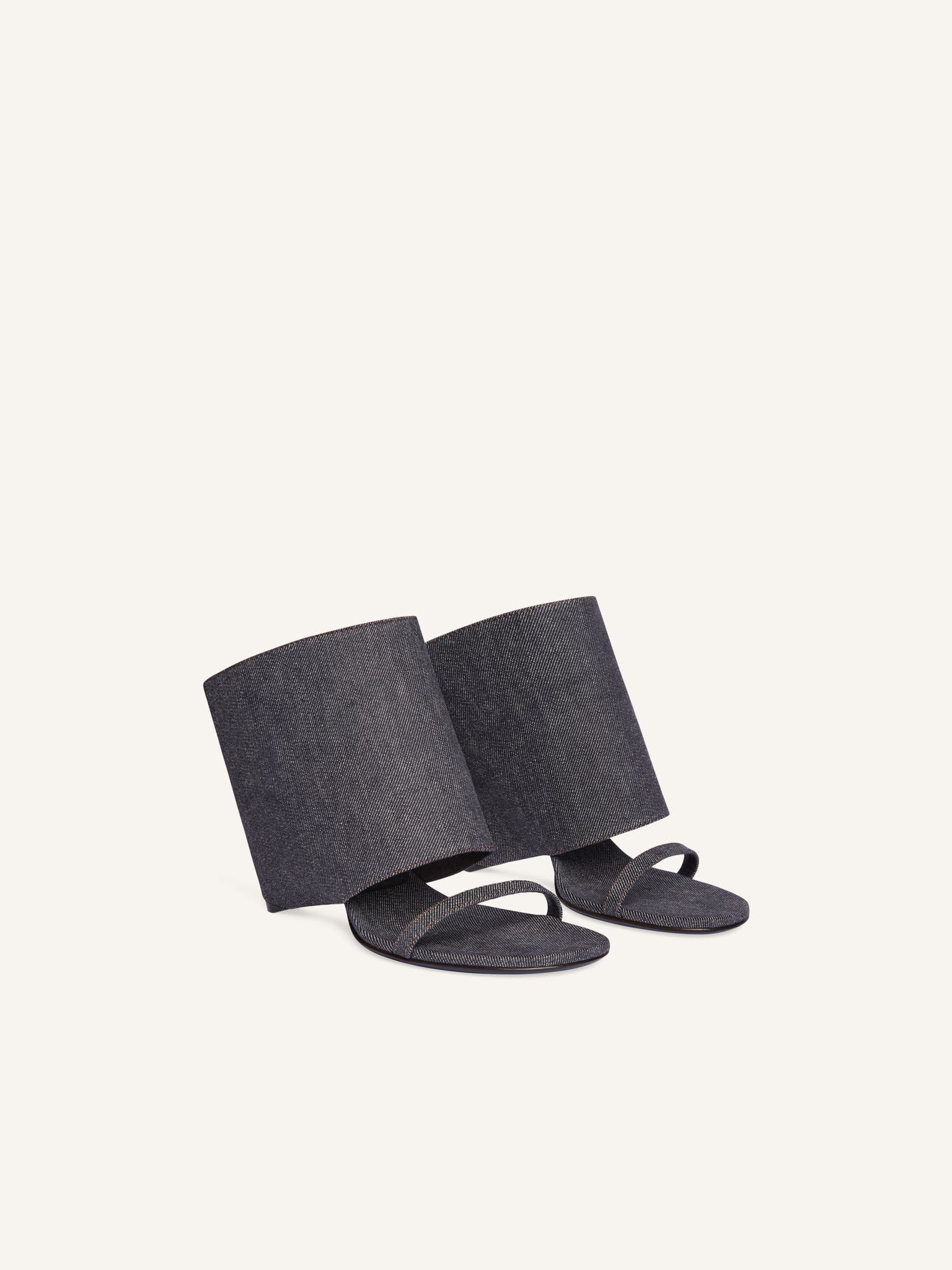 OBLIQUE WEDGED DENIM MULES