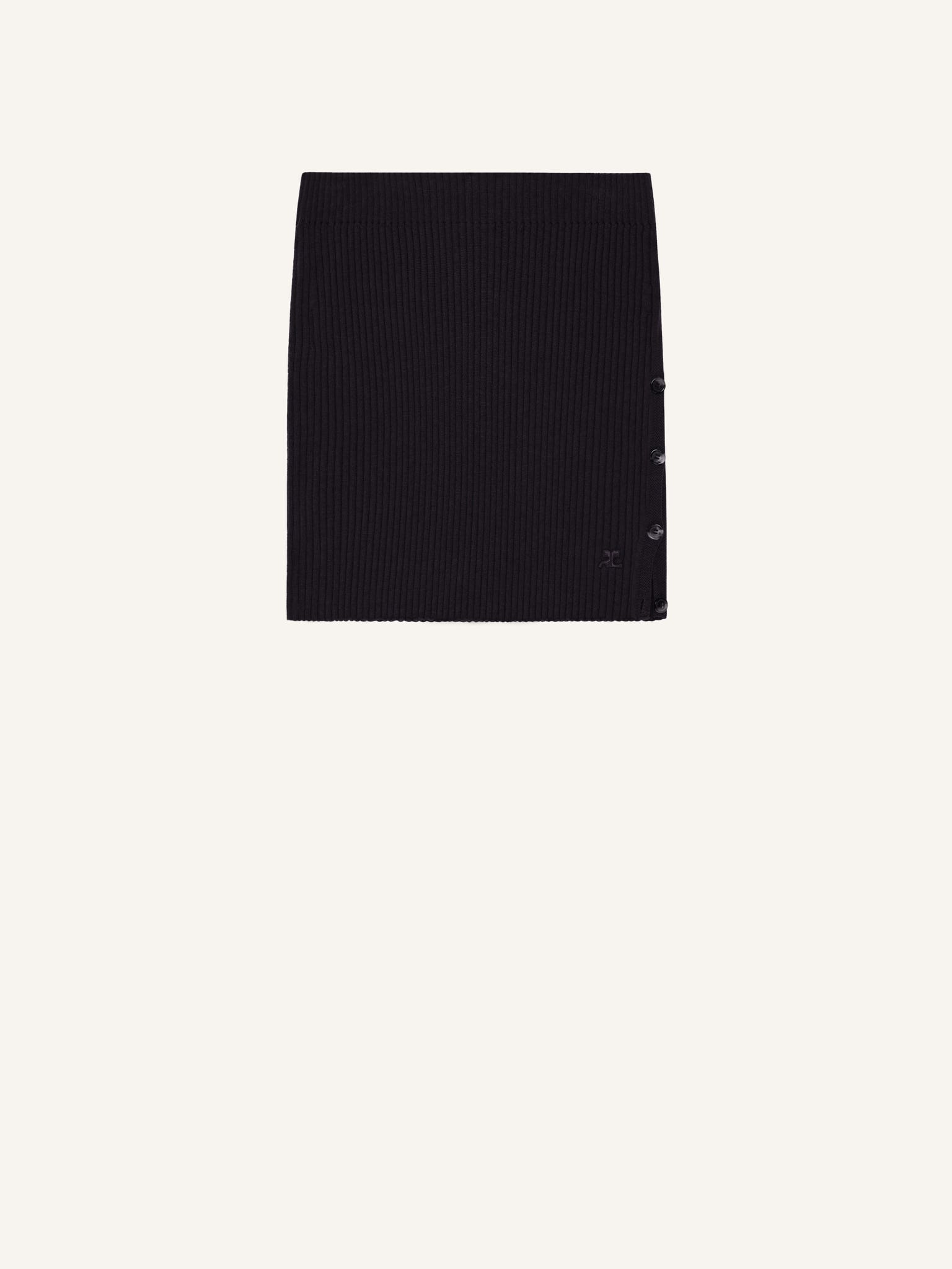 BUTTONED LIGHT RIB MINI SKIRT
