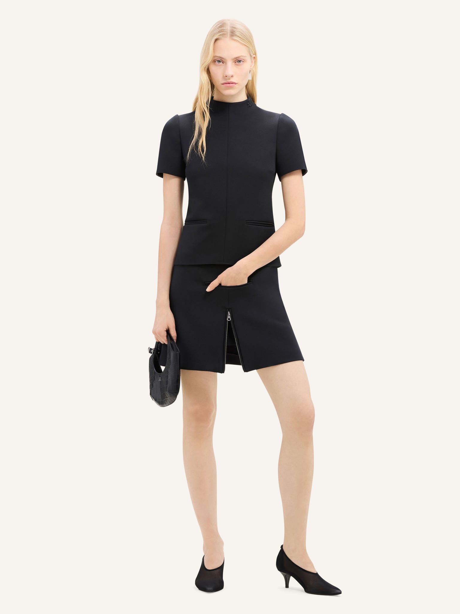 HIGH COLLAR TWILL TOP