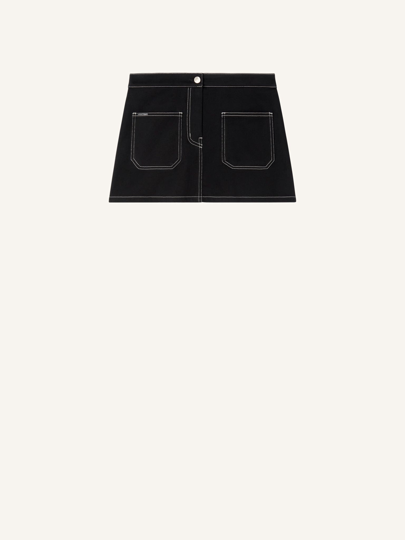 2-POCKET TOPSTITCHED DENIM MINI SKIRT