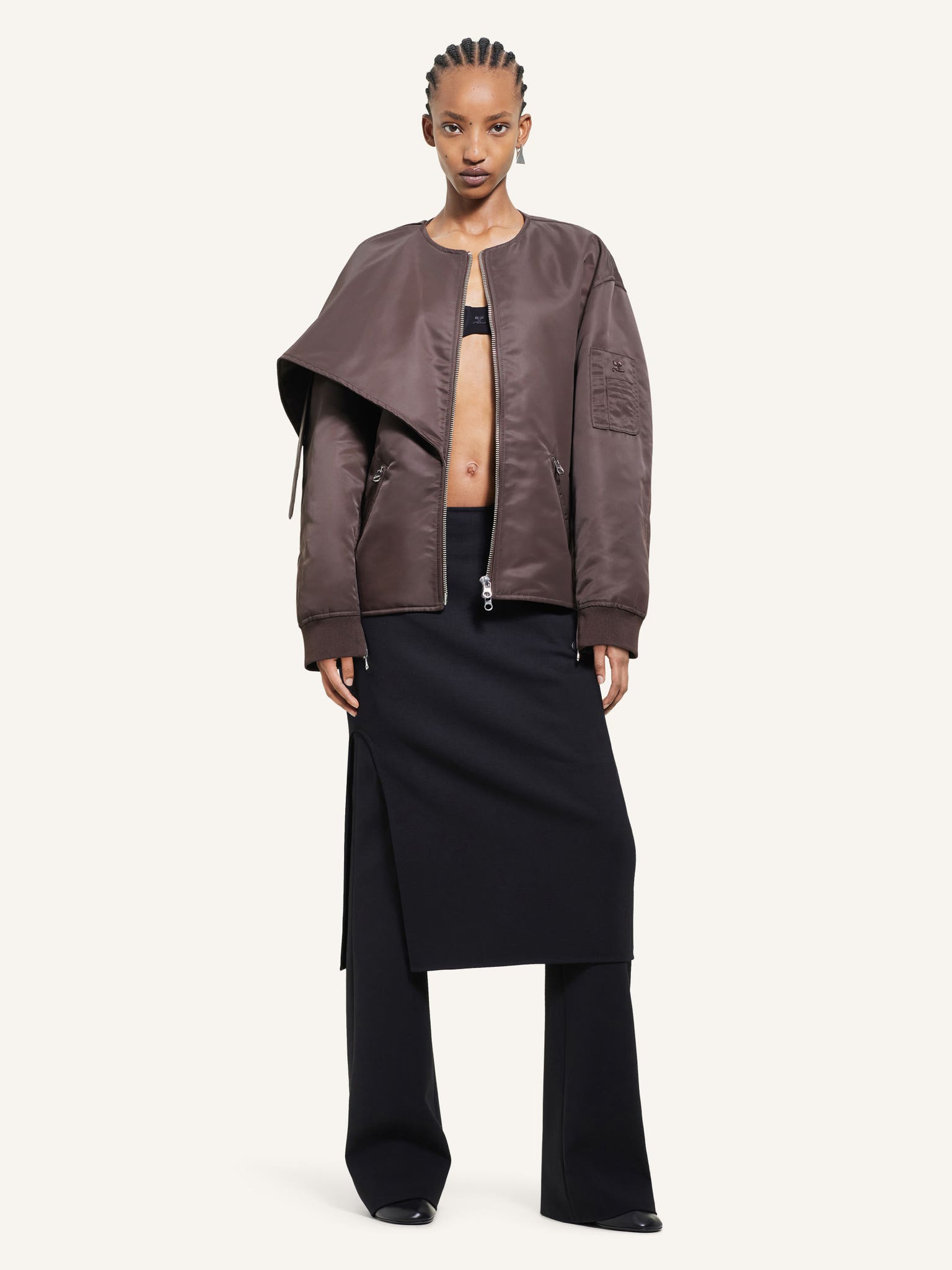 BOW COLLAR BOMBER JACKET