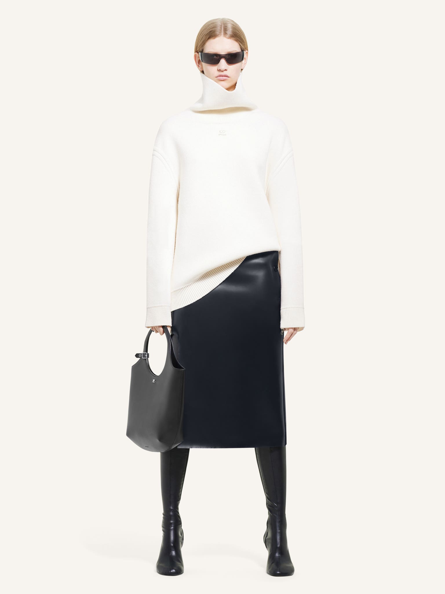 LATEX EFFECT OBLIQUE SKIRT