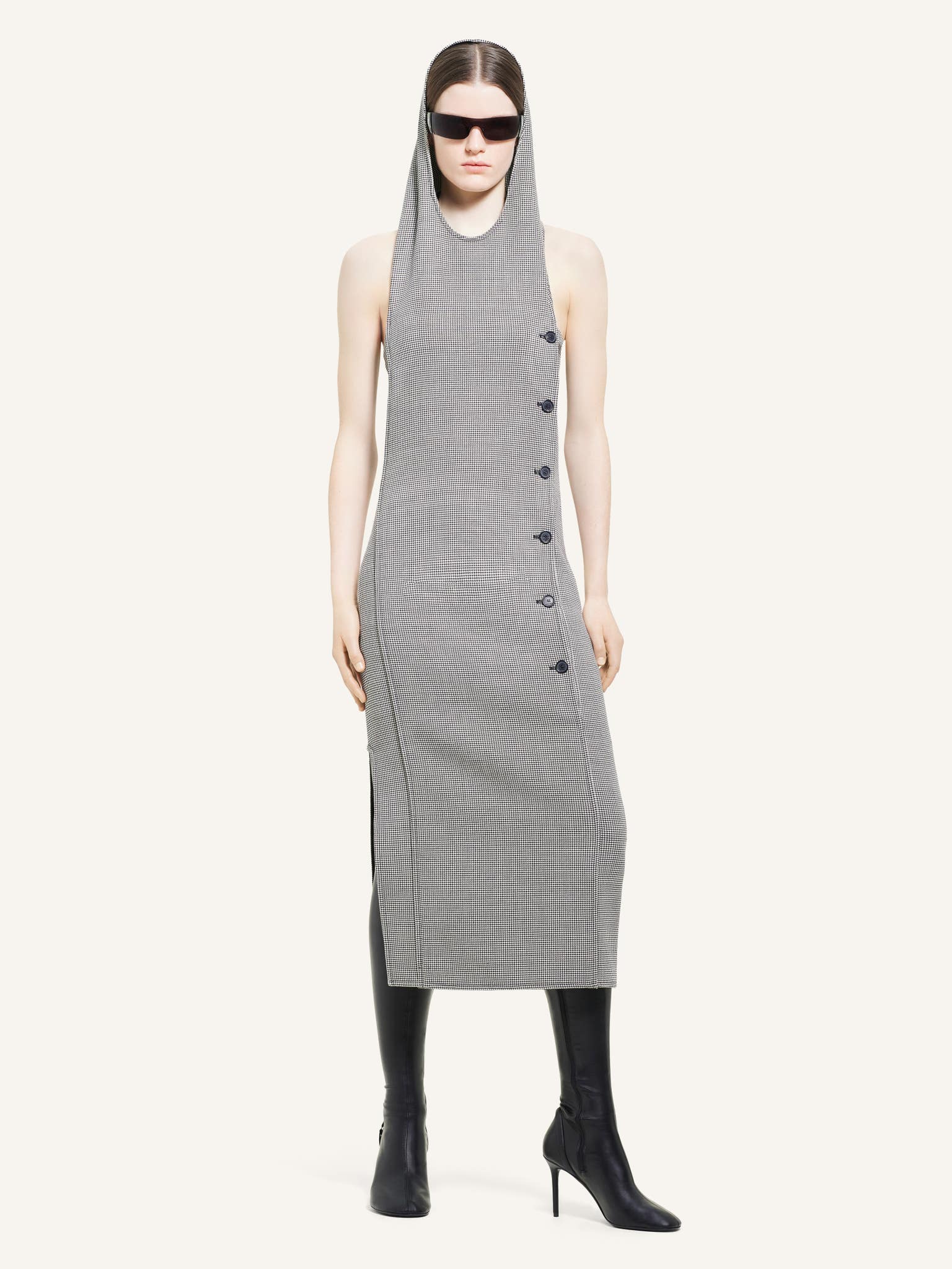 OBLIQUE HOUNDSTOOTH SPACE DRESS