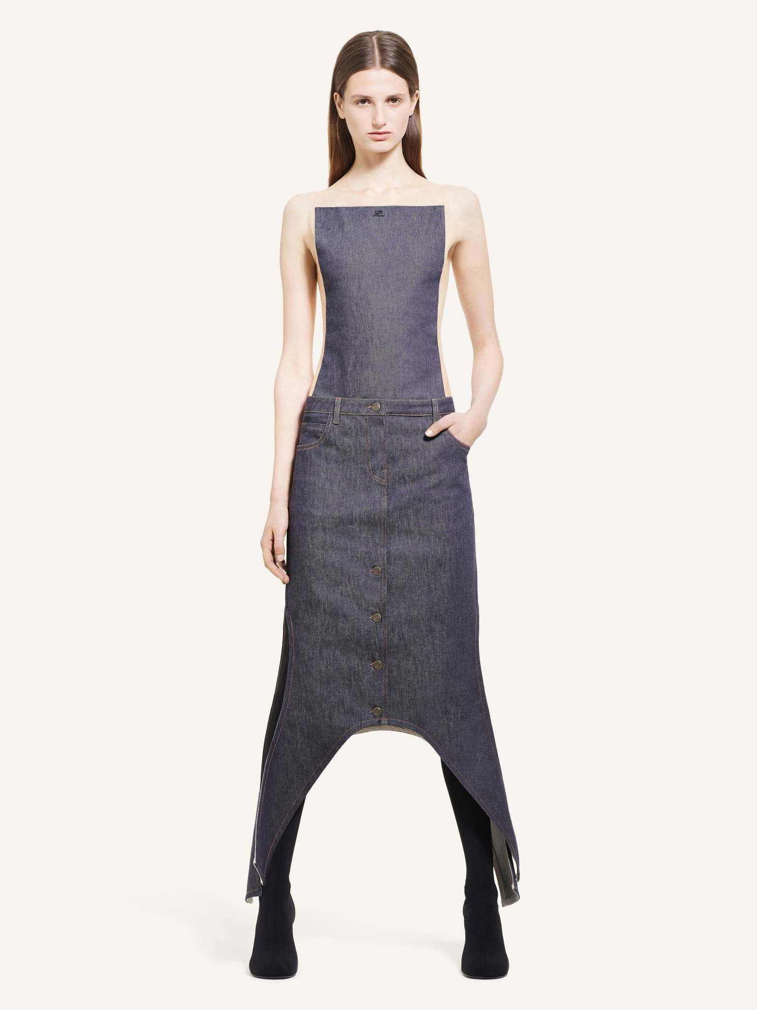 JUPE LONGUE INVERSÉE EN DENIM