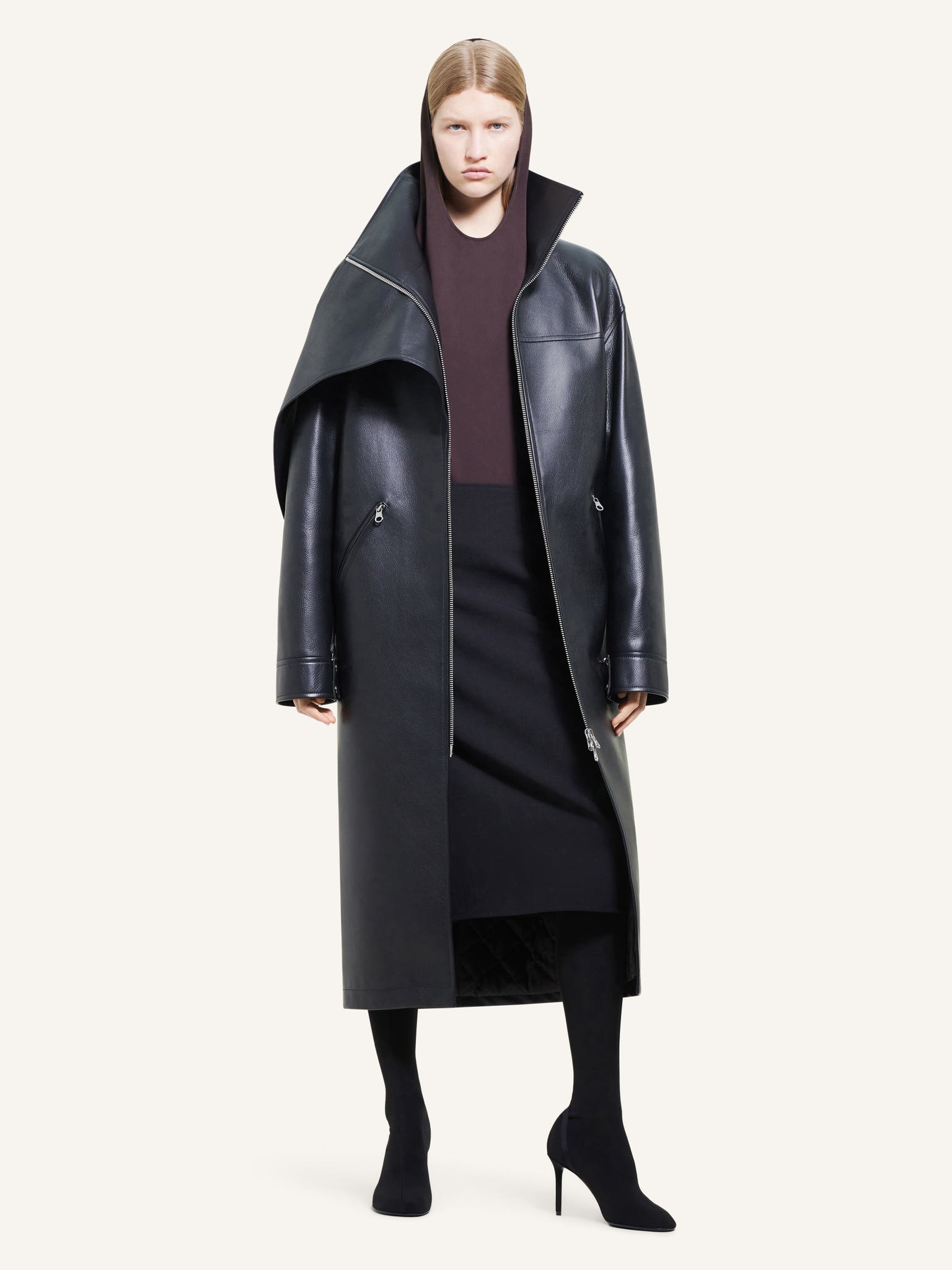 MANTEAU OVERSIZE EN CUIR