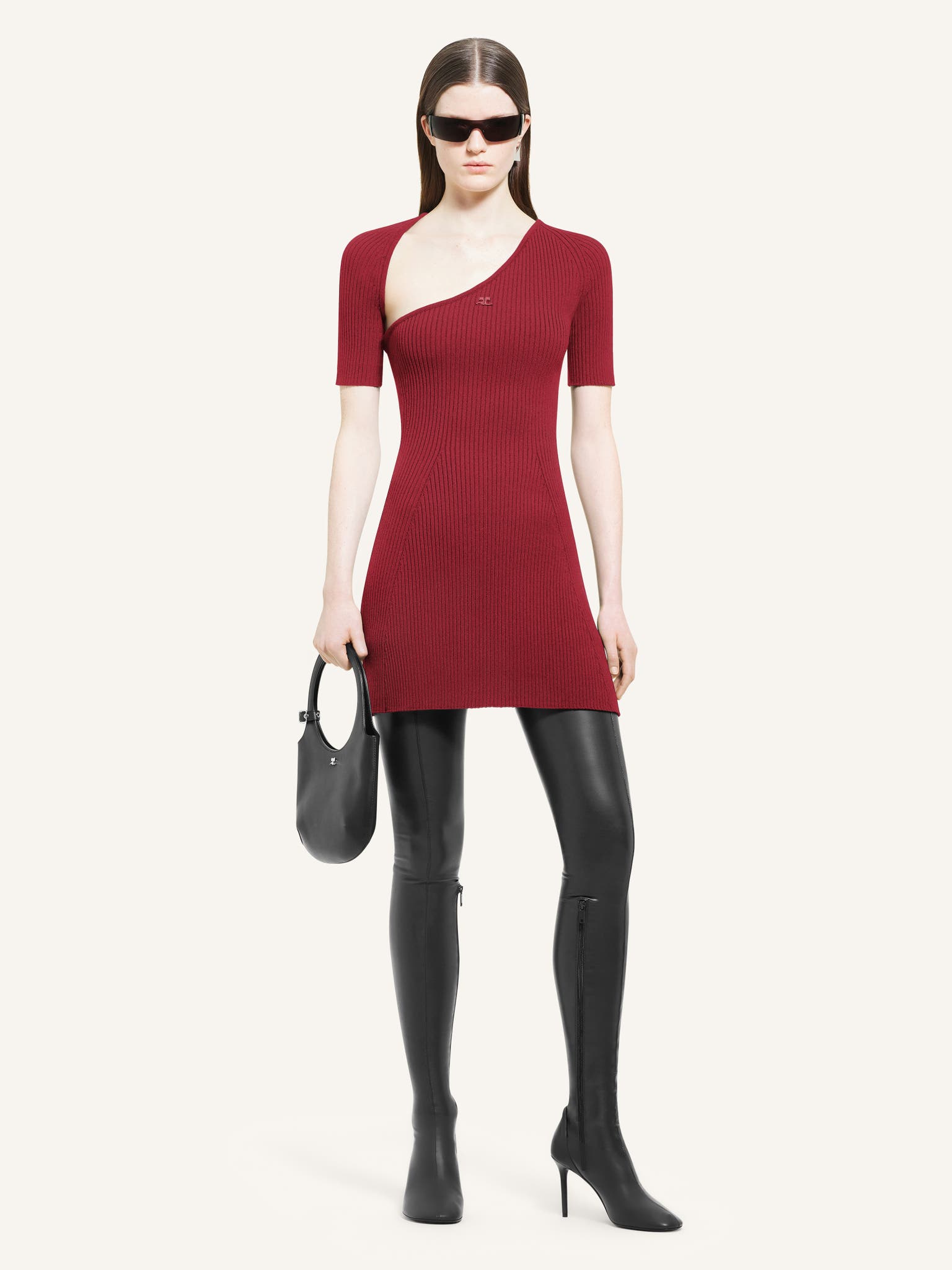 MINI SLASH RIB KNIT DRESS