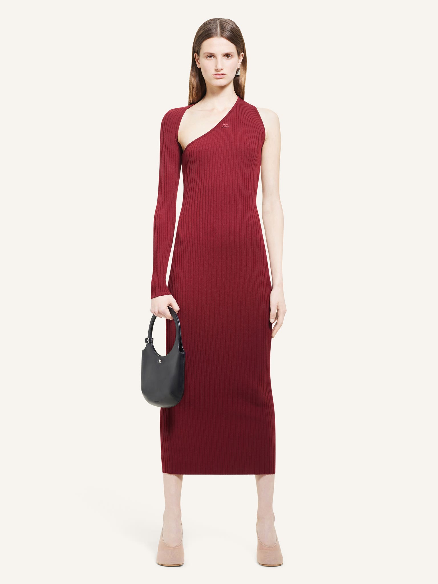SLASH RIB KNIT LONG DRESS