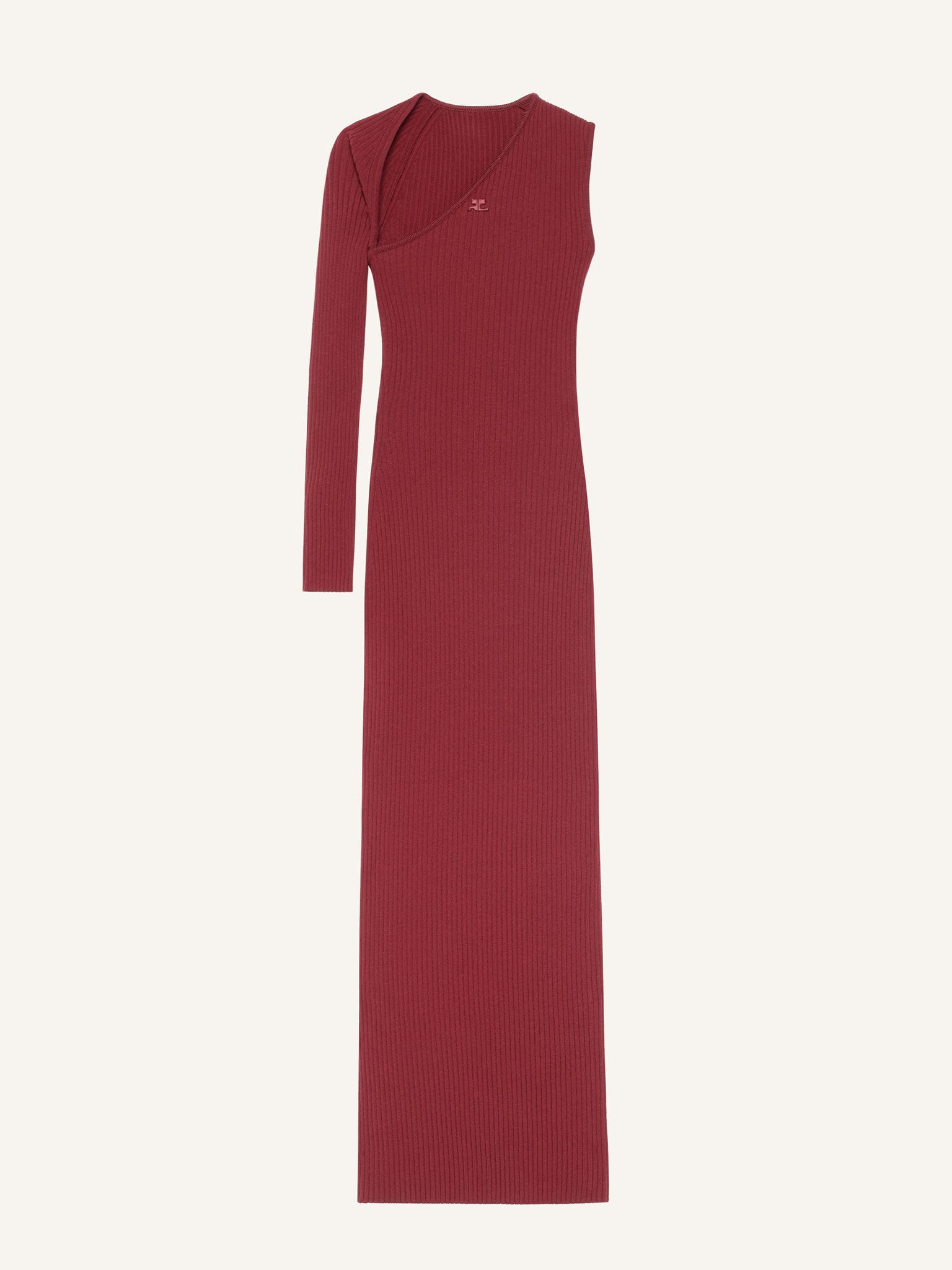SLASH RIB KNIT LONG DRESS