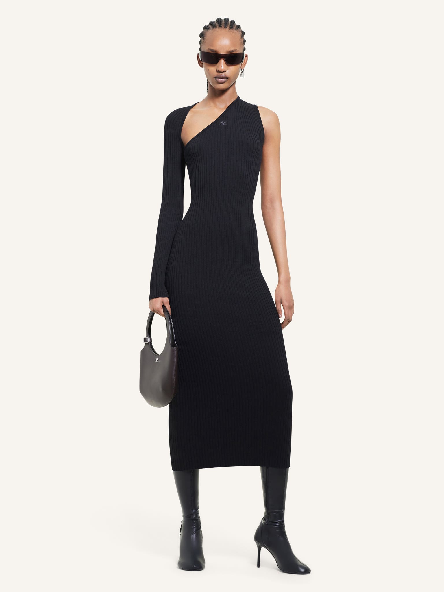 SLASH RIB KNIT LONG DRESS