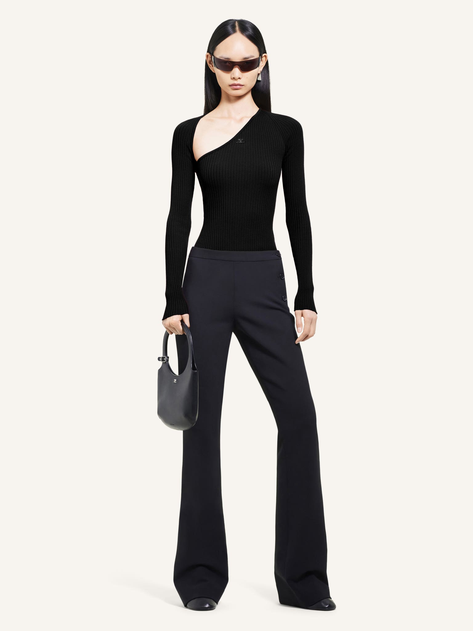 SLASH RIB KNIT TOP