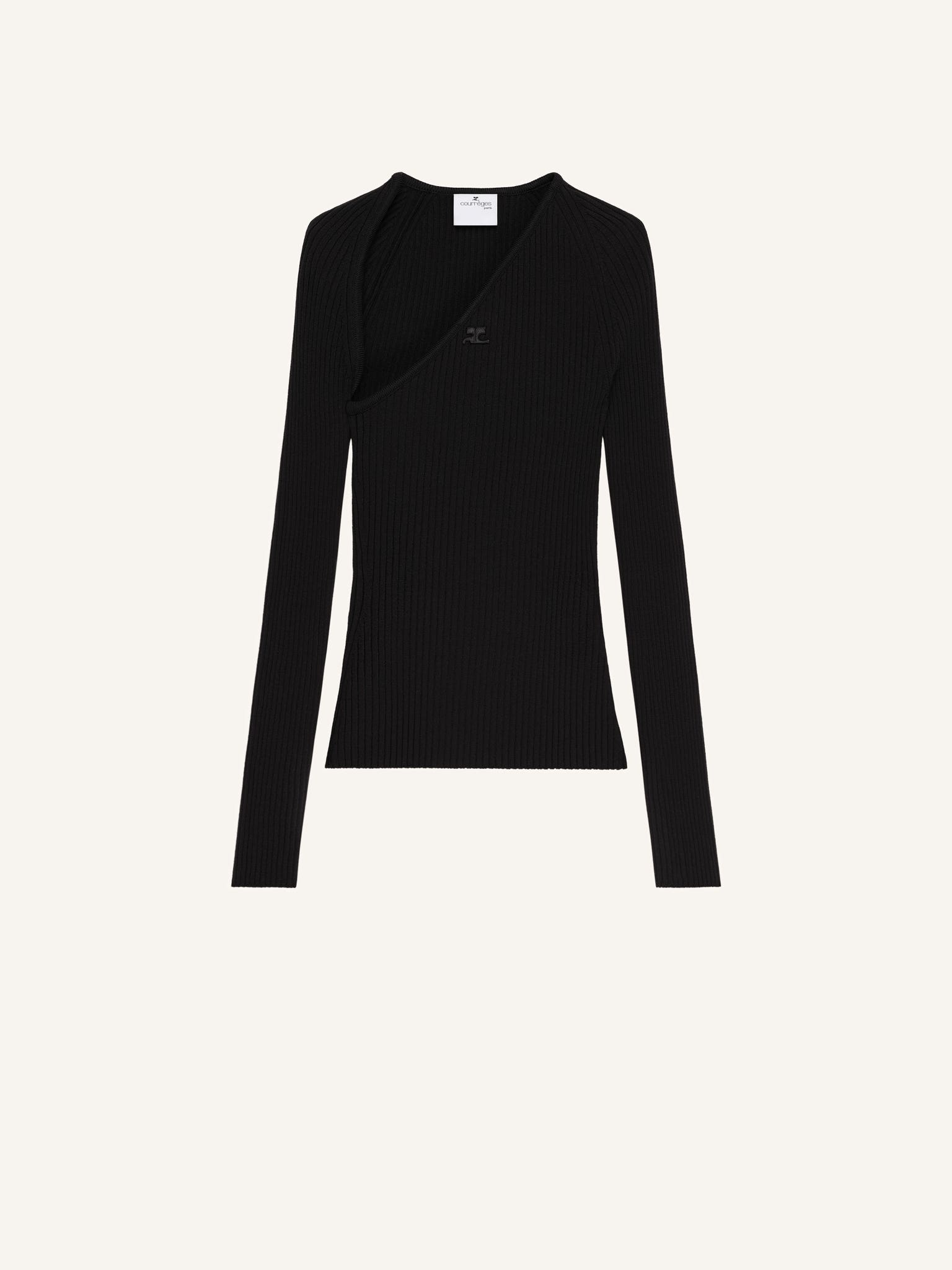 SLASH RIB KNIT TOP