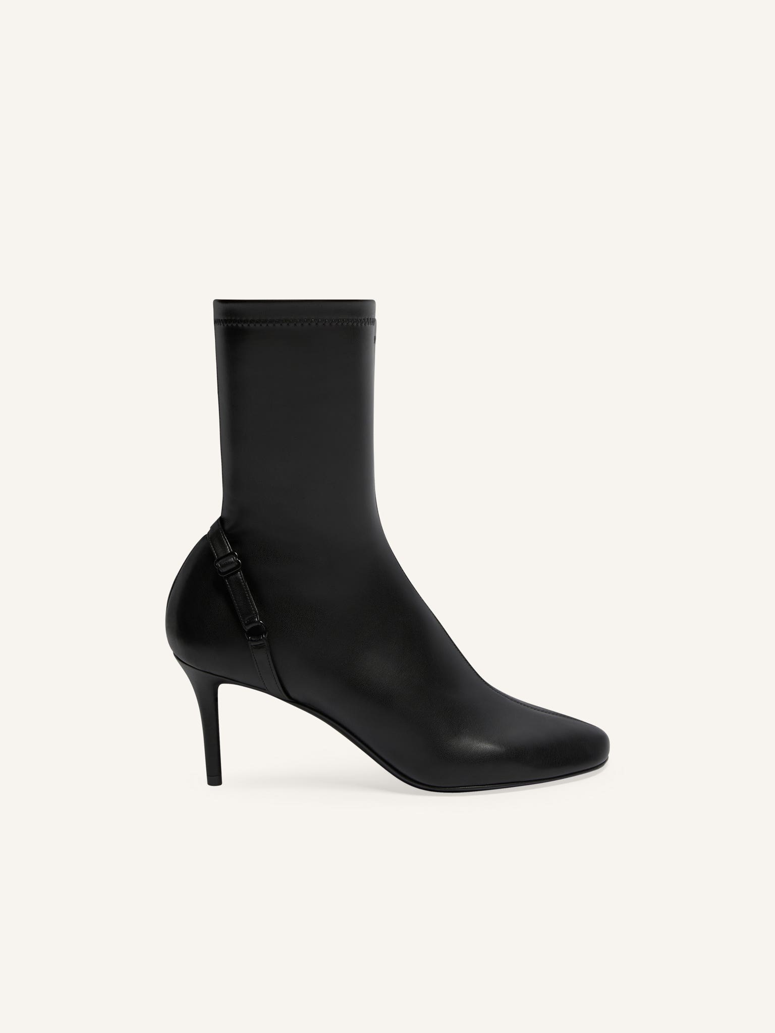 OBLIQUE STRETCH LEATHER EFFECT ANKLE BOOTS