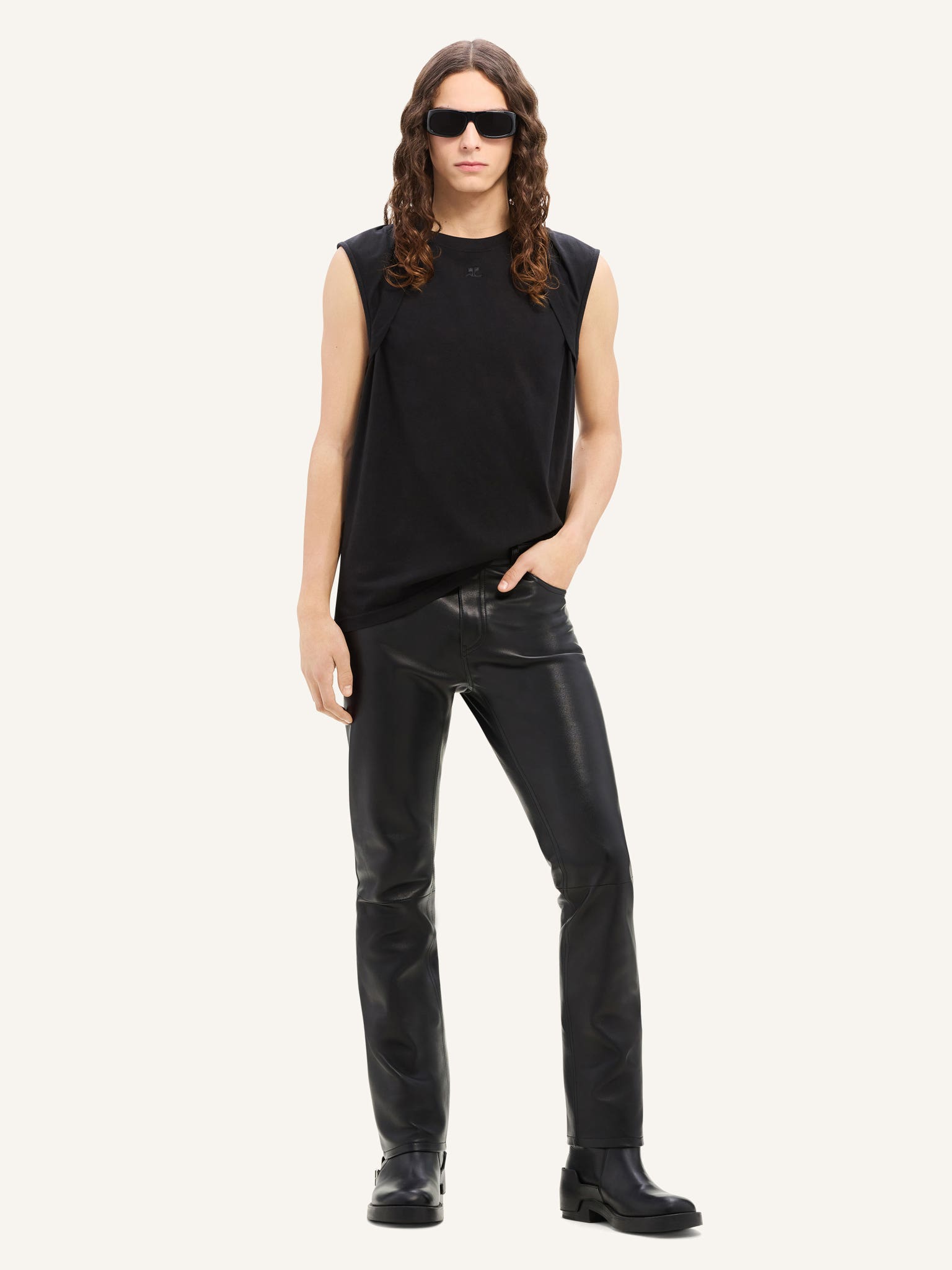 PANTALON 5 POCHES VINTAGE EN CUIR 