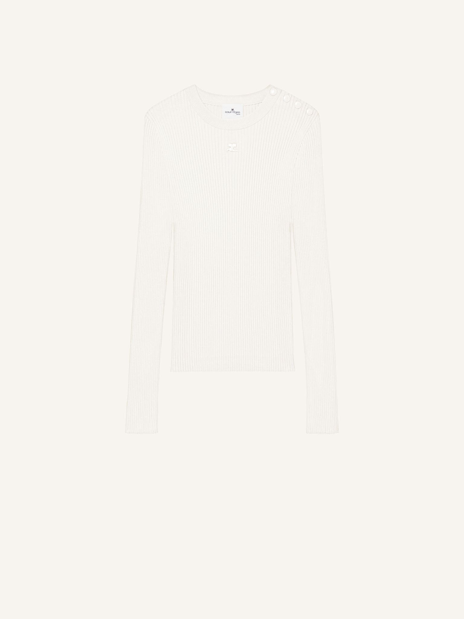 SHOULDER SNAPS RIB KNIT SWEATER