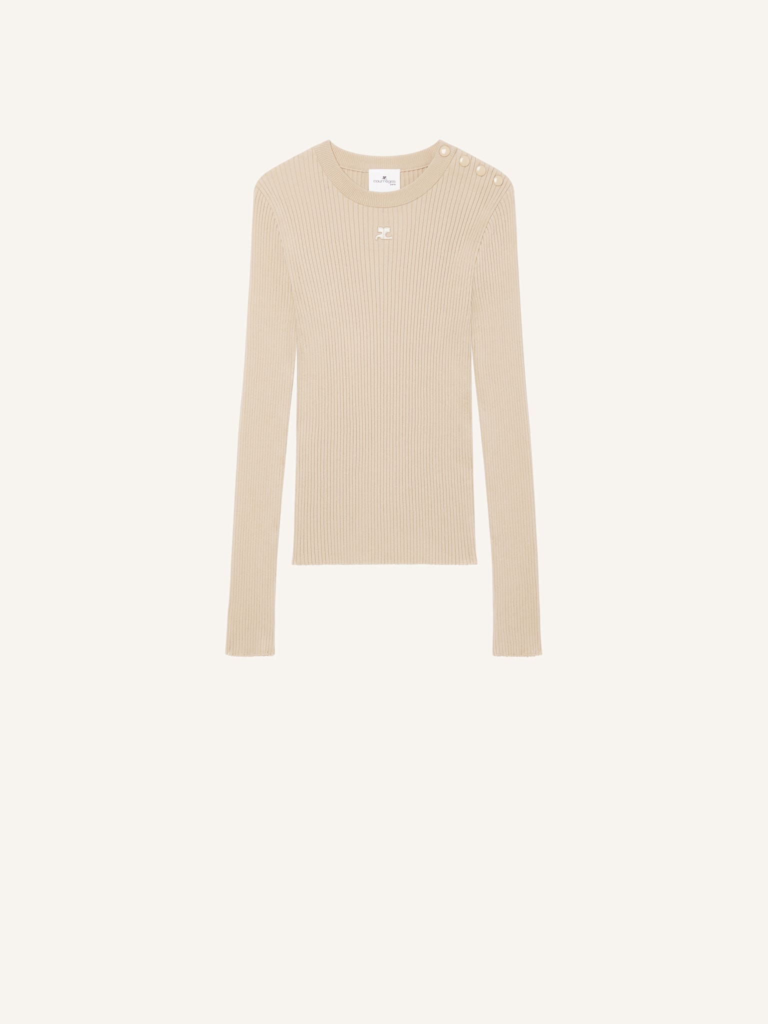 SHOULDER SNAPS RIB KNIT SWEATER