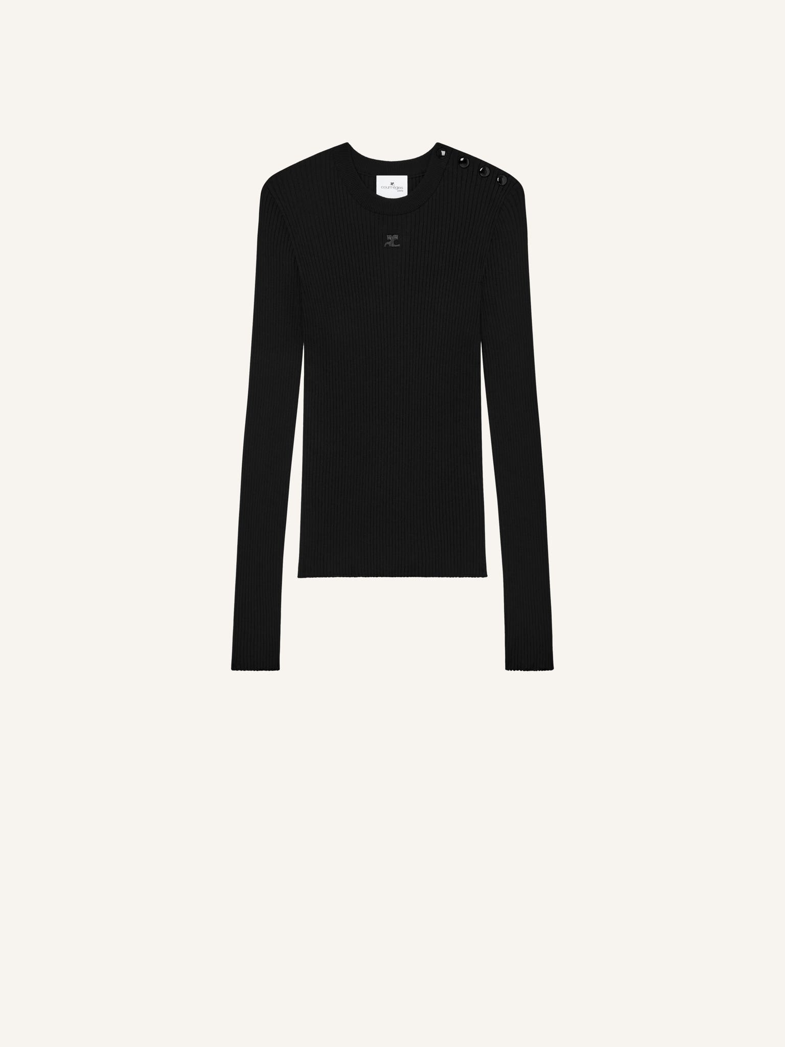 SHOULDER SNAPS RIB KNIT SWEATER