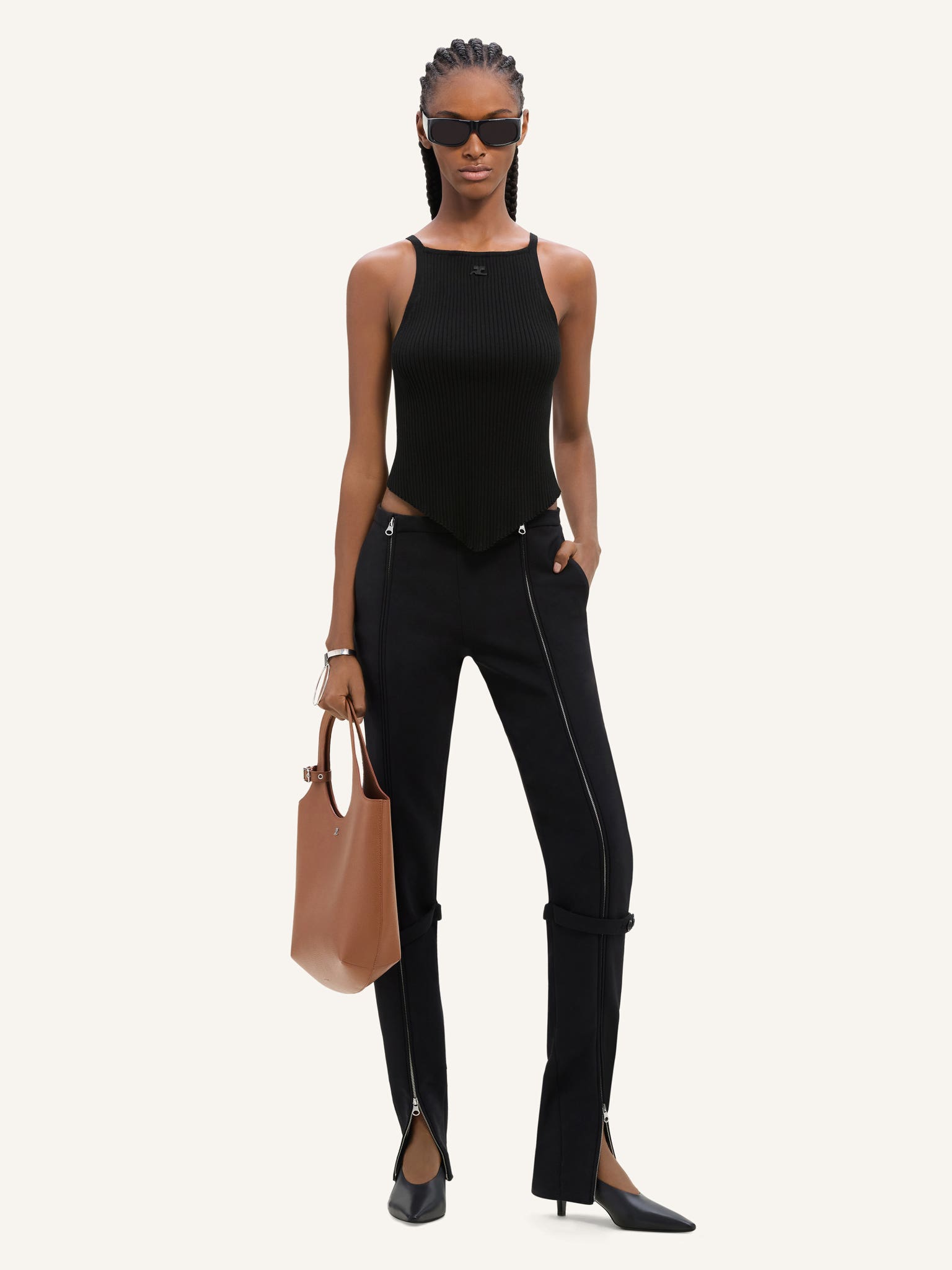 POINTY RIB KNIT TANK TOP