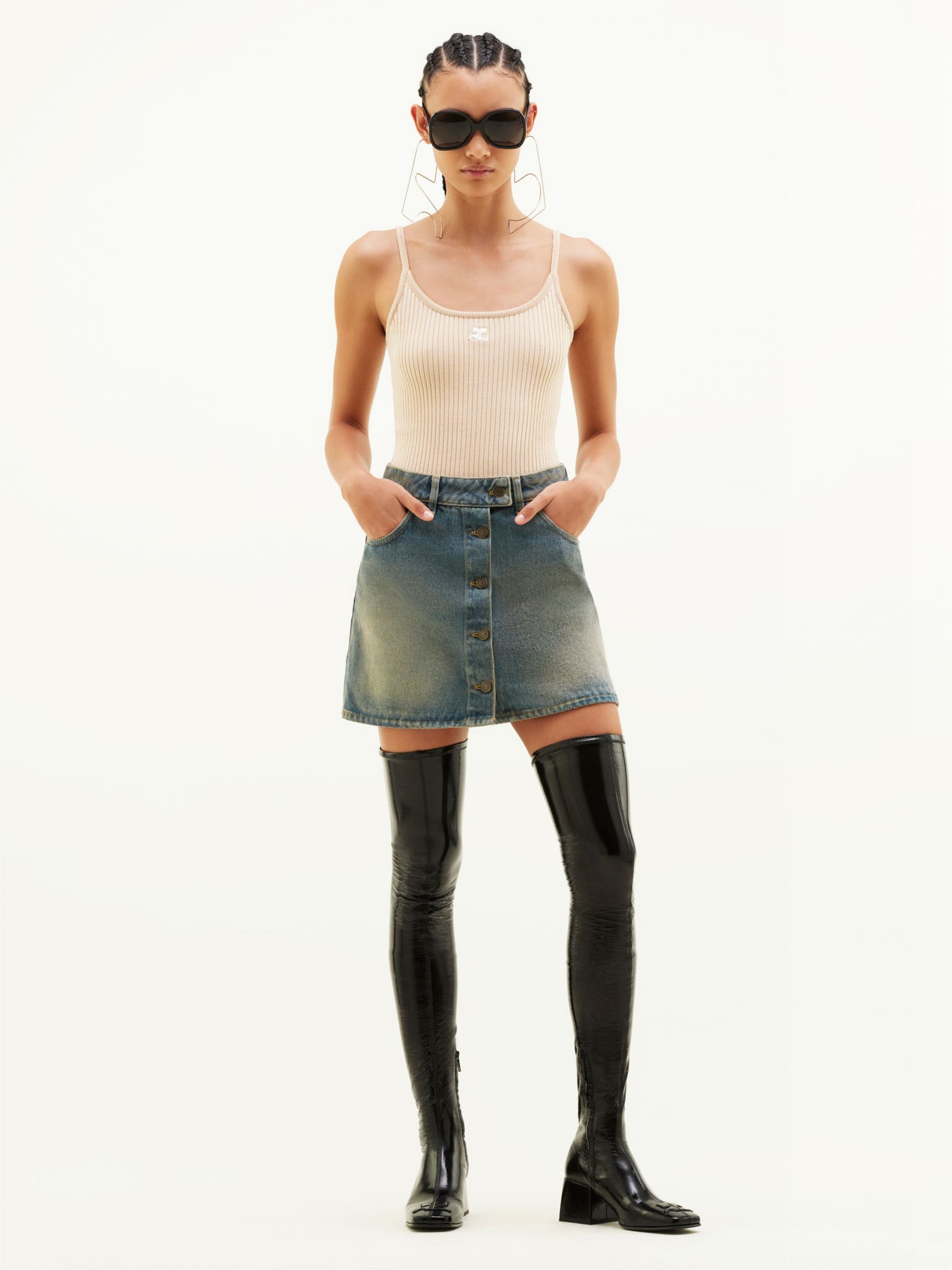 REEDITION RIB KNIT TANK TOP